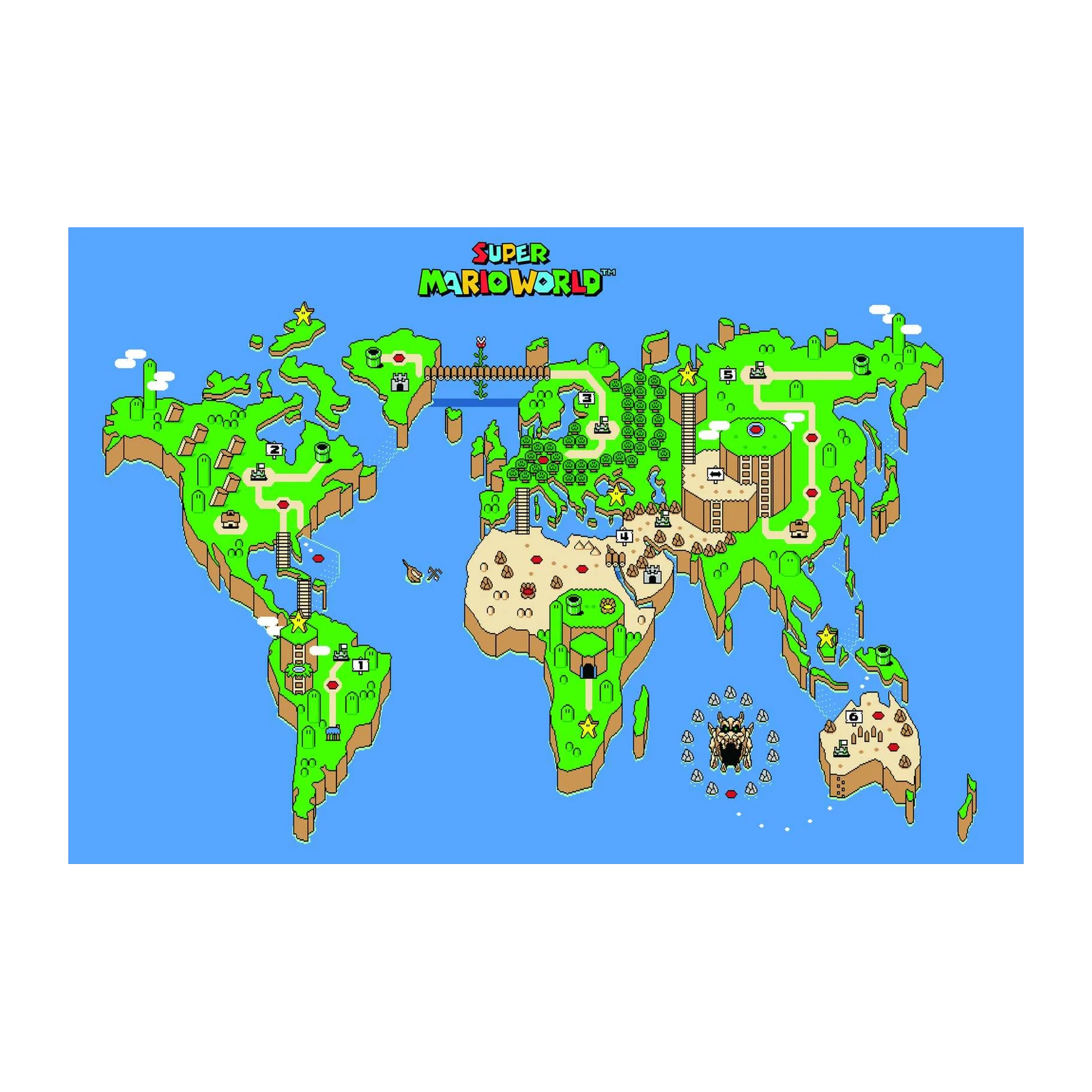 Super Mario World Retro Map Wall Art
