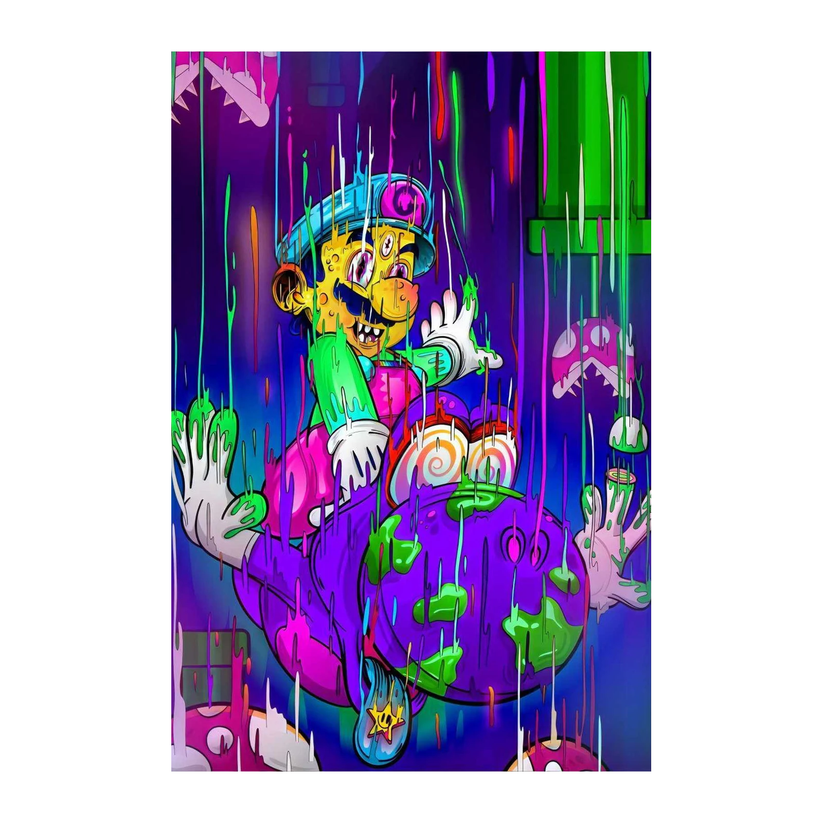 Psychedelic Mario Dripping Paint Wall Art