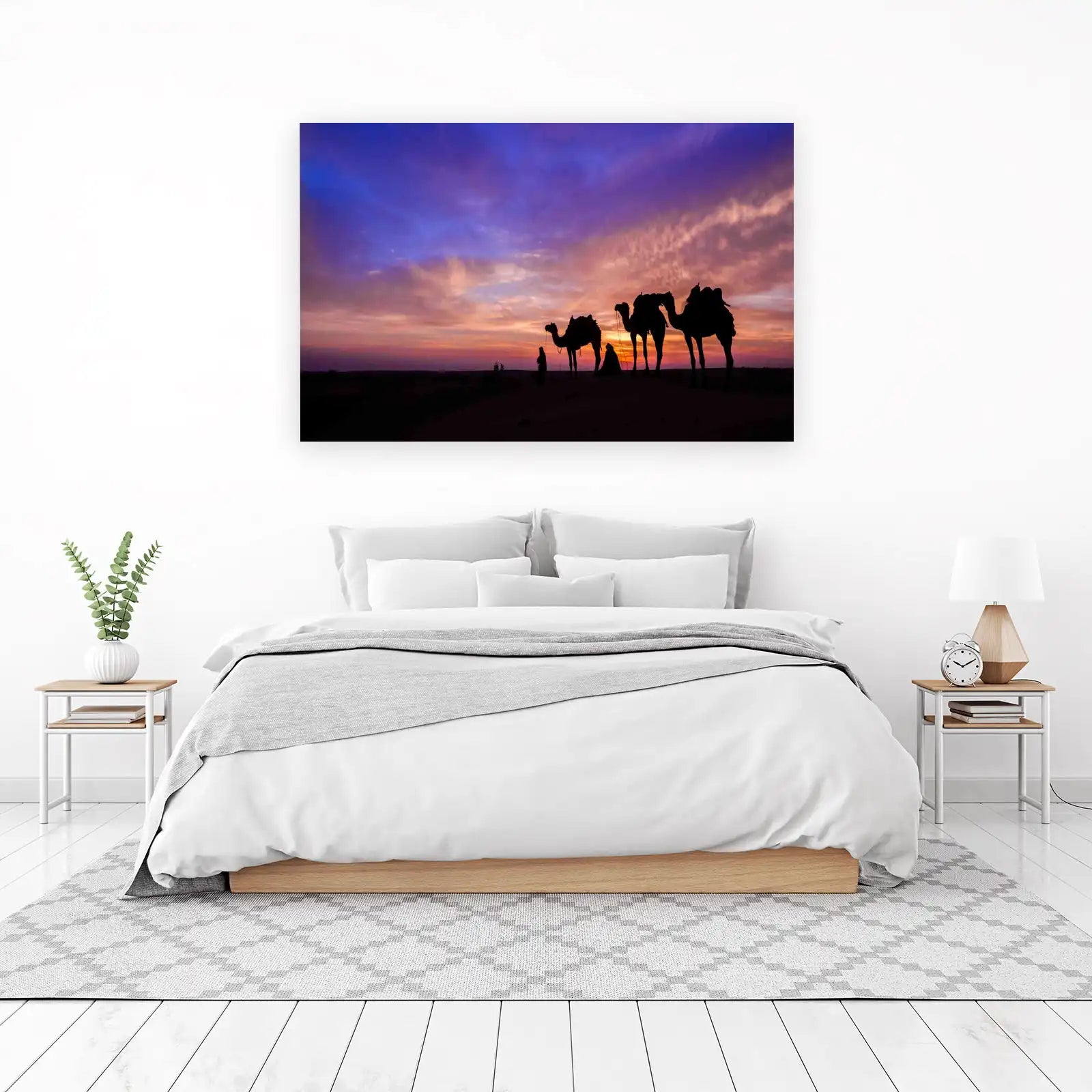 Serene Desert Sunset Camel Caravan Wall Art