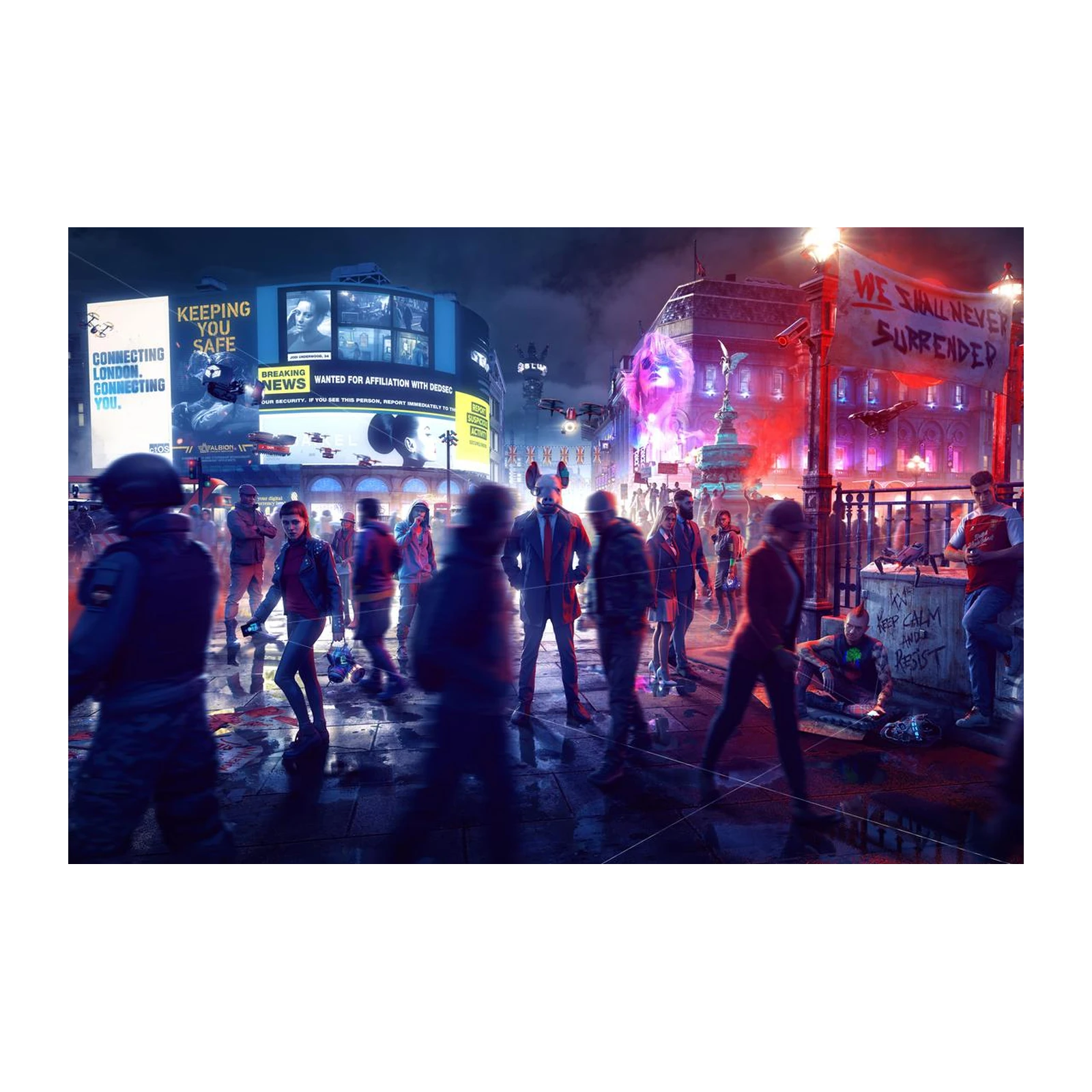 Dystopian London Hacker Crew Wall Art