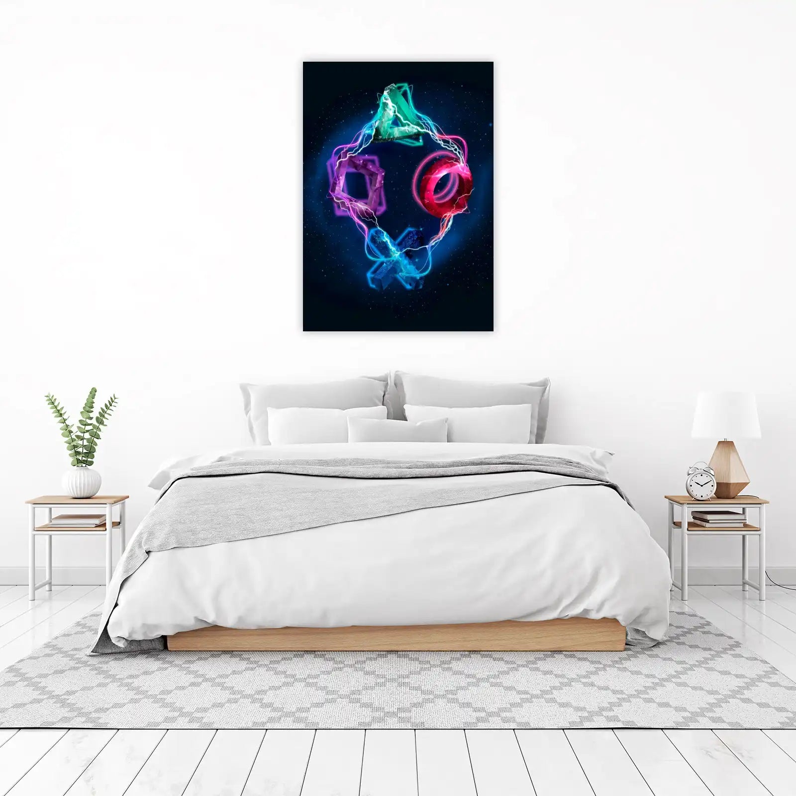 Neon Game Symbols Crystal Wall Art