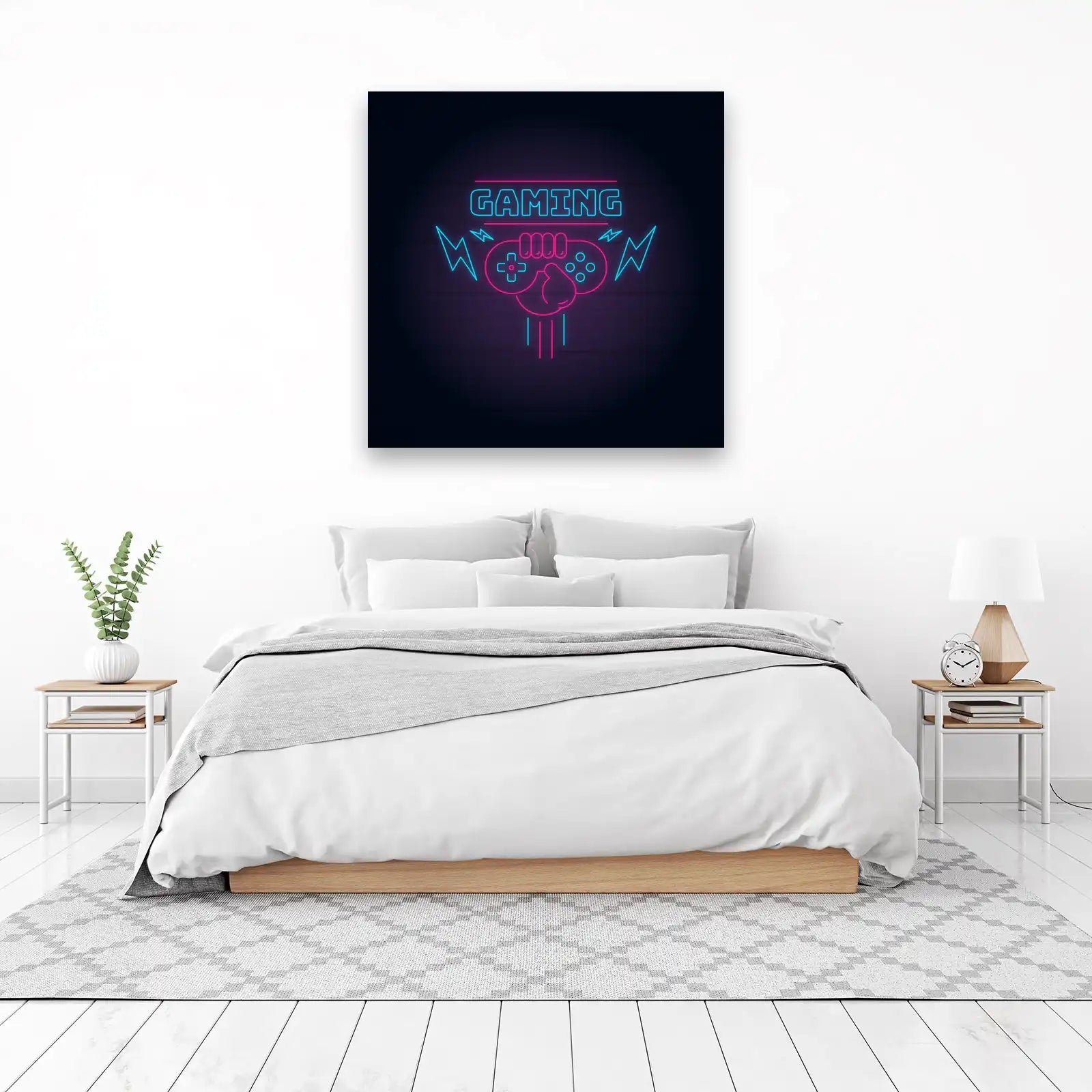 Neon Gaming Controller Wall Art