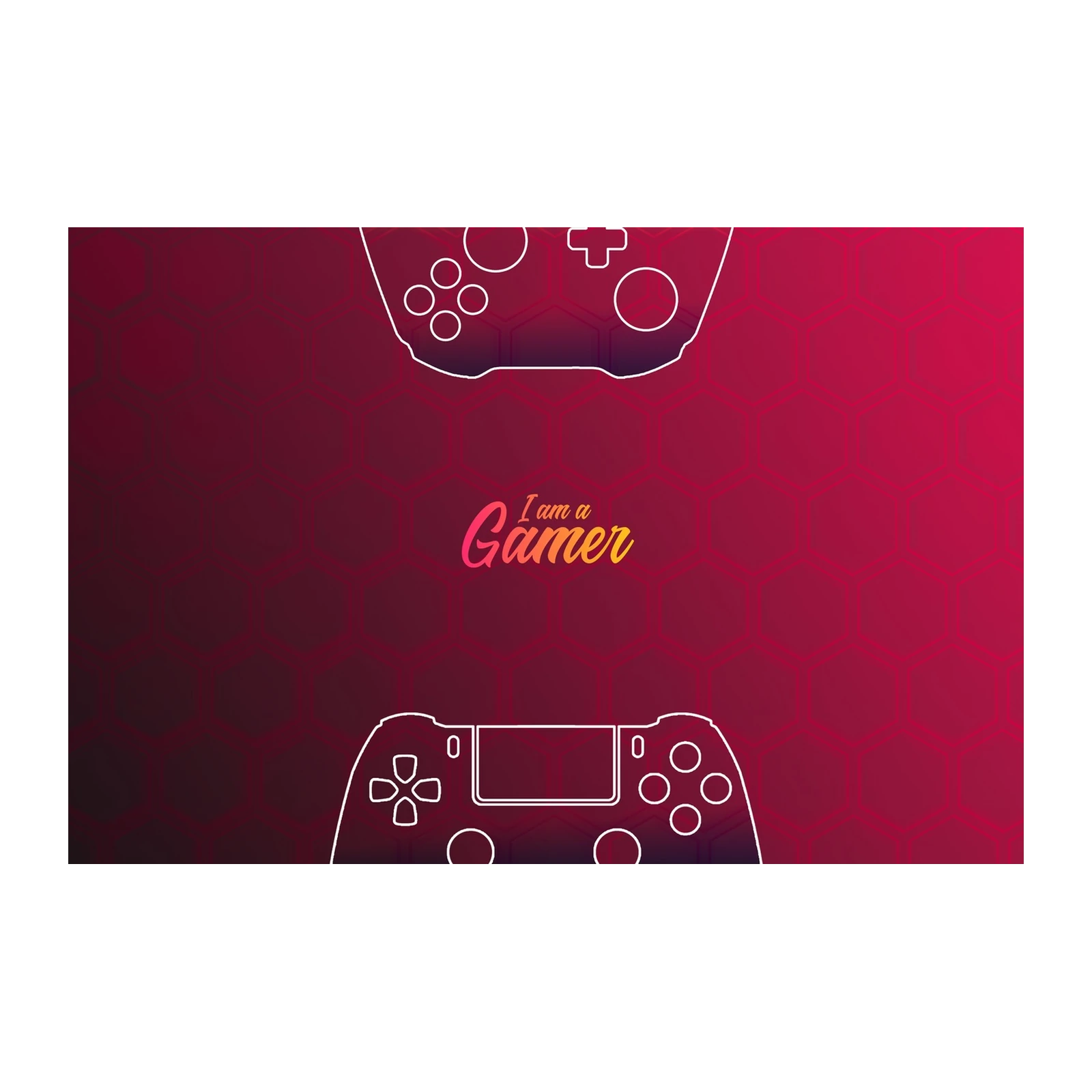 Gamer Controllers & Hex Pattern Wall Art