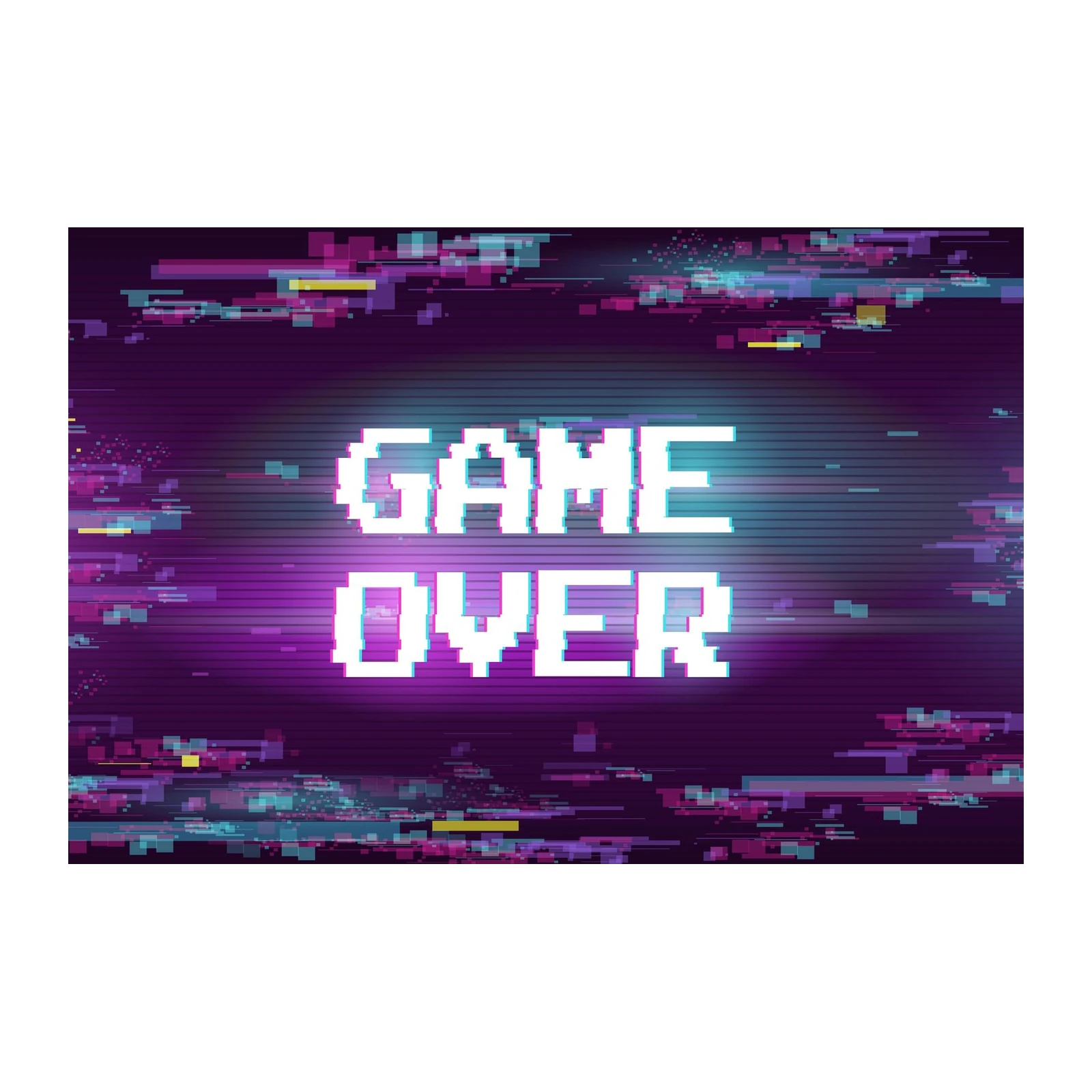 Glitchy Game Over Retro Pixel Art Wall Art