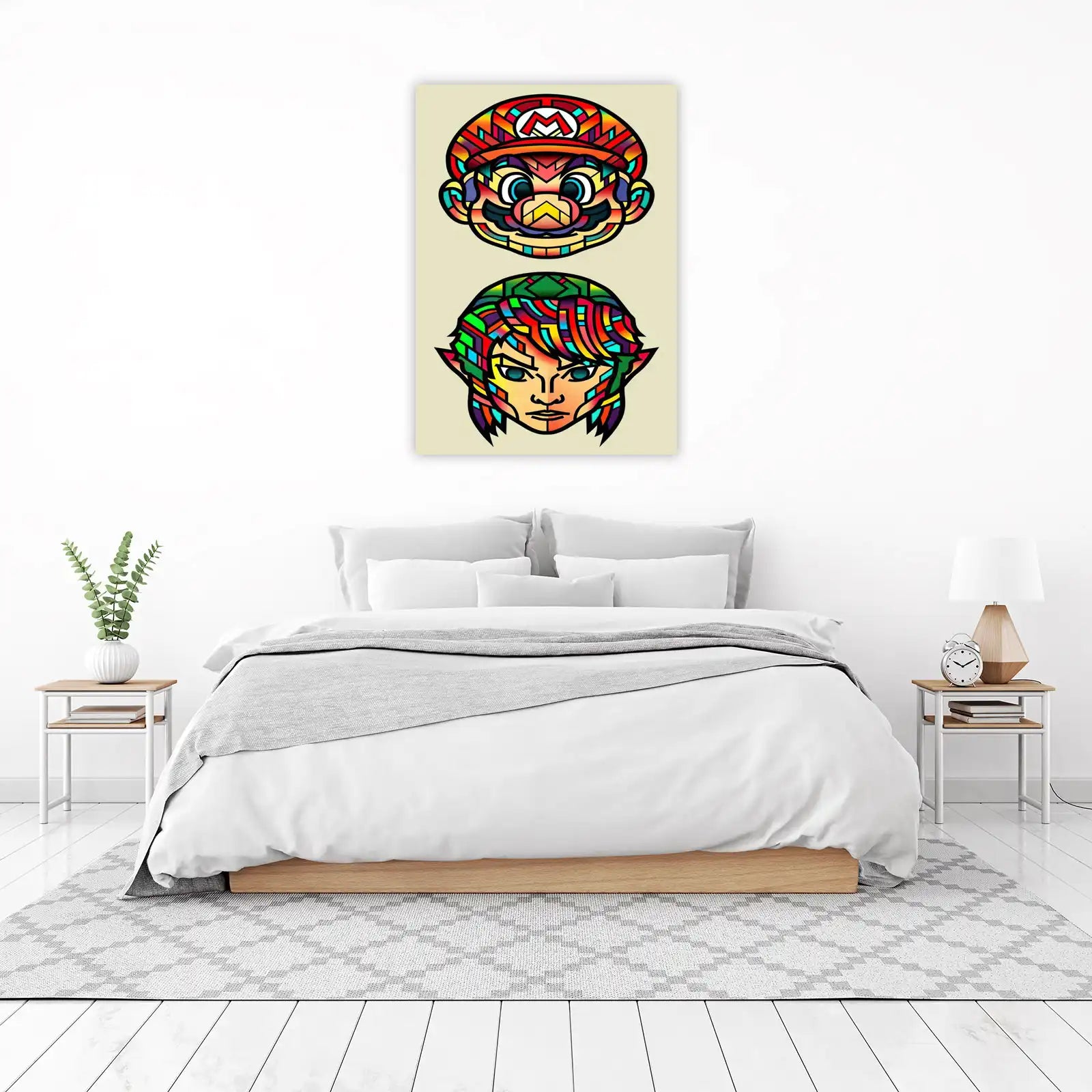 Vibrant Stained Glass Mario & Link Wall Art