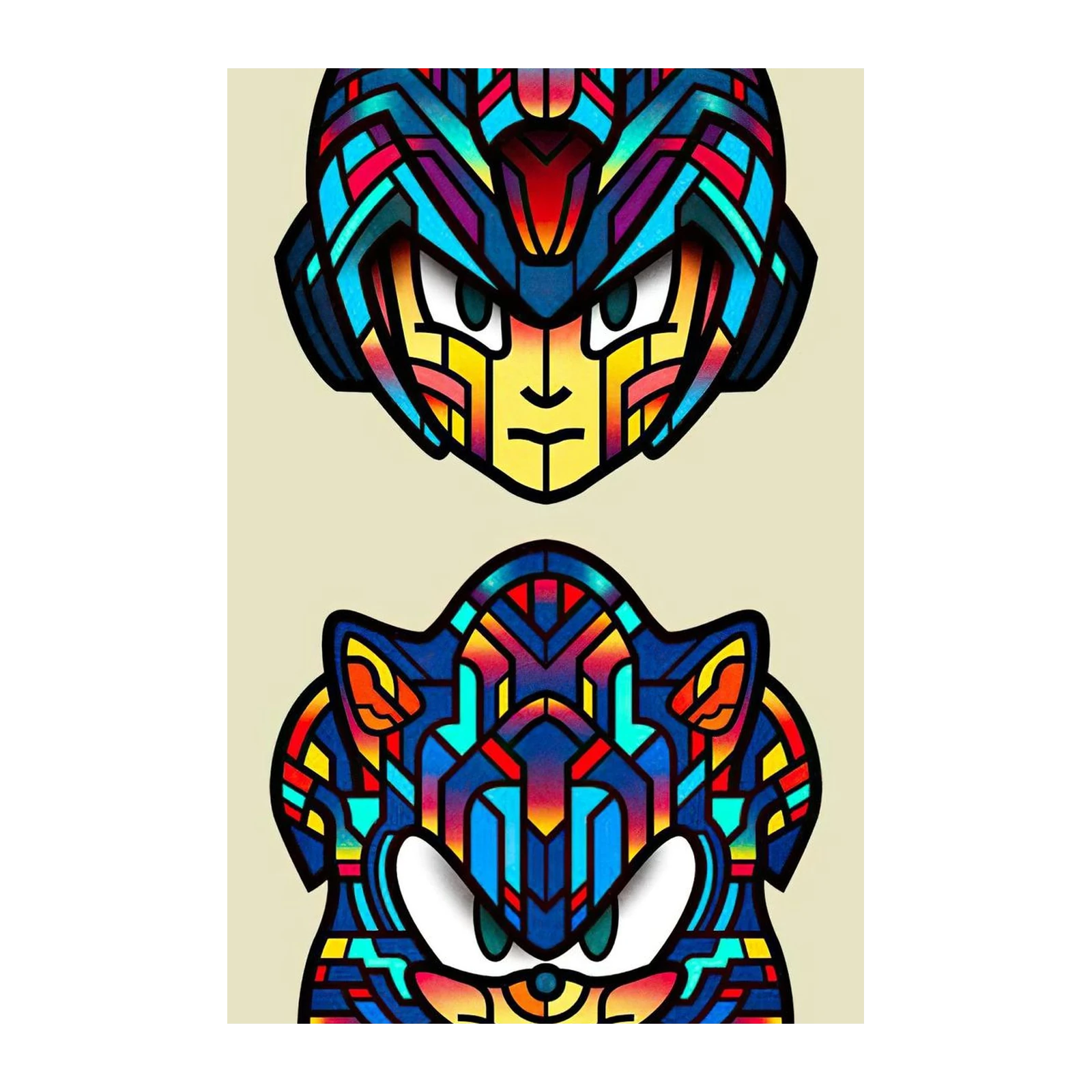 Retro Gaming Duo Stained Glass Wall Art