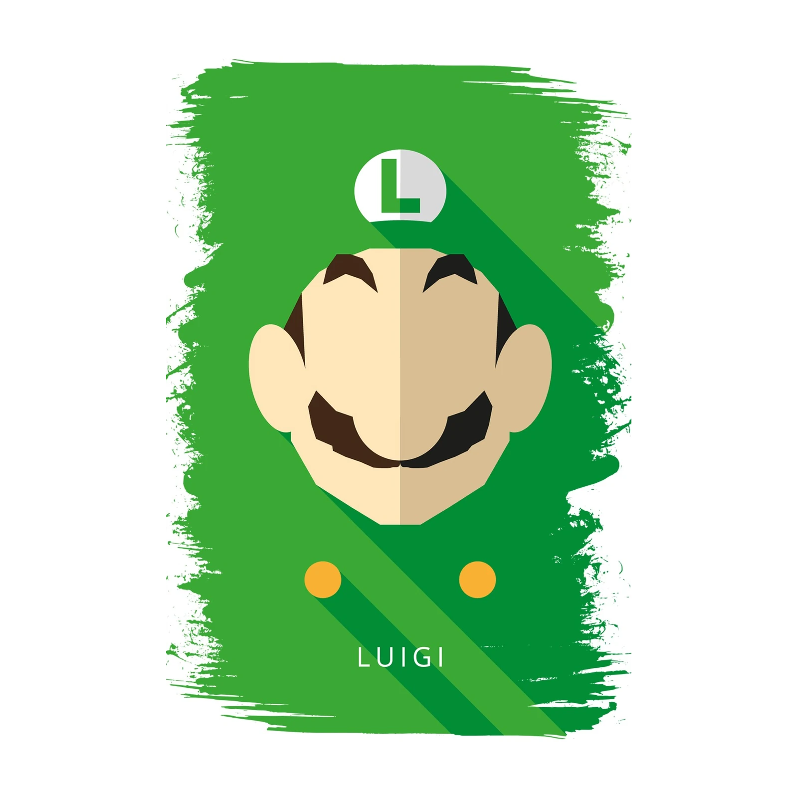 Retro Luigi Icon Green Wall Art