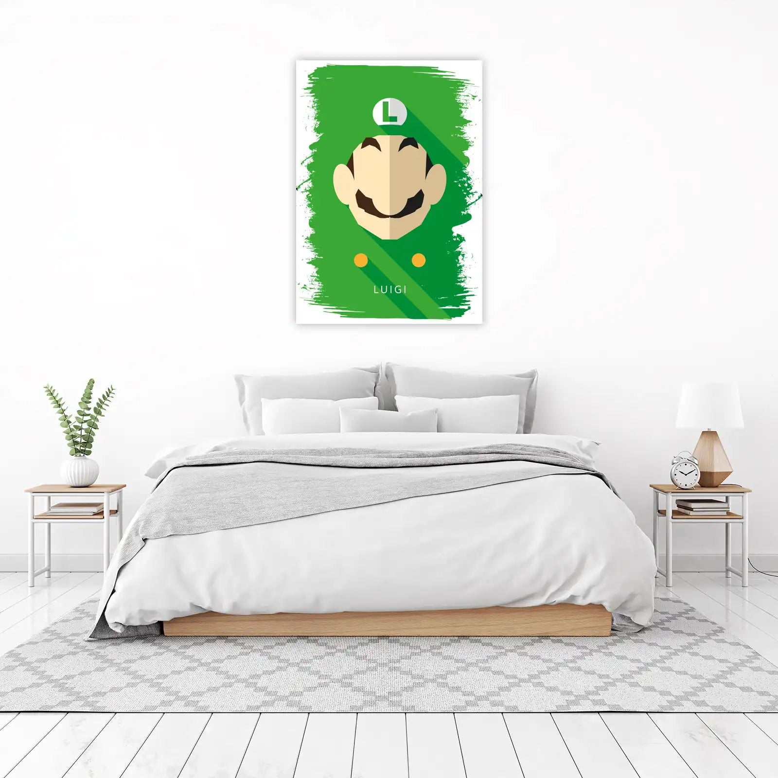 Retro Luigi Icon Green Wall Art