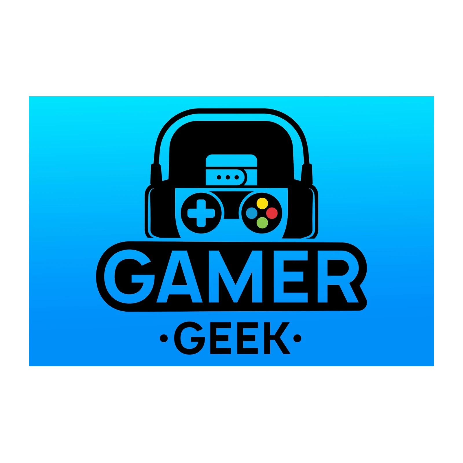 Gamer Geek Logo Blue Gaming Wall Art