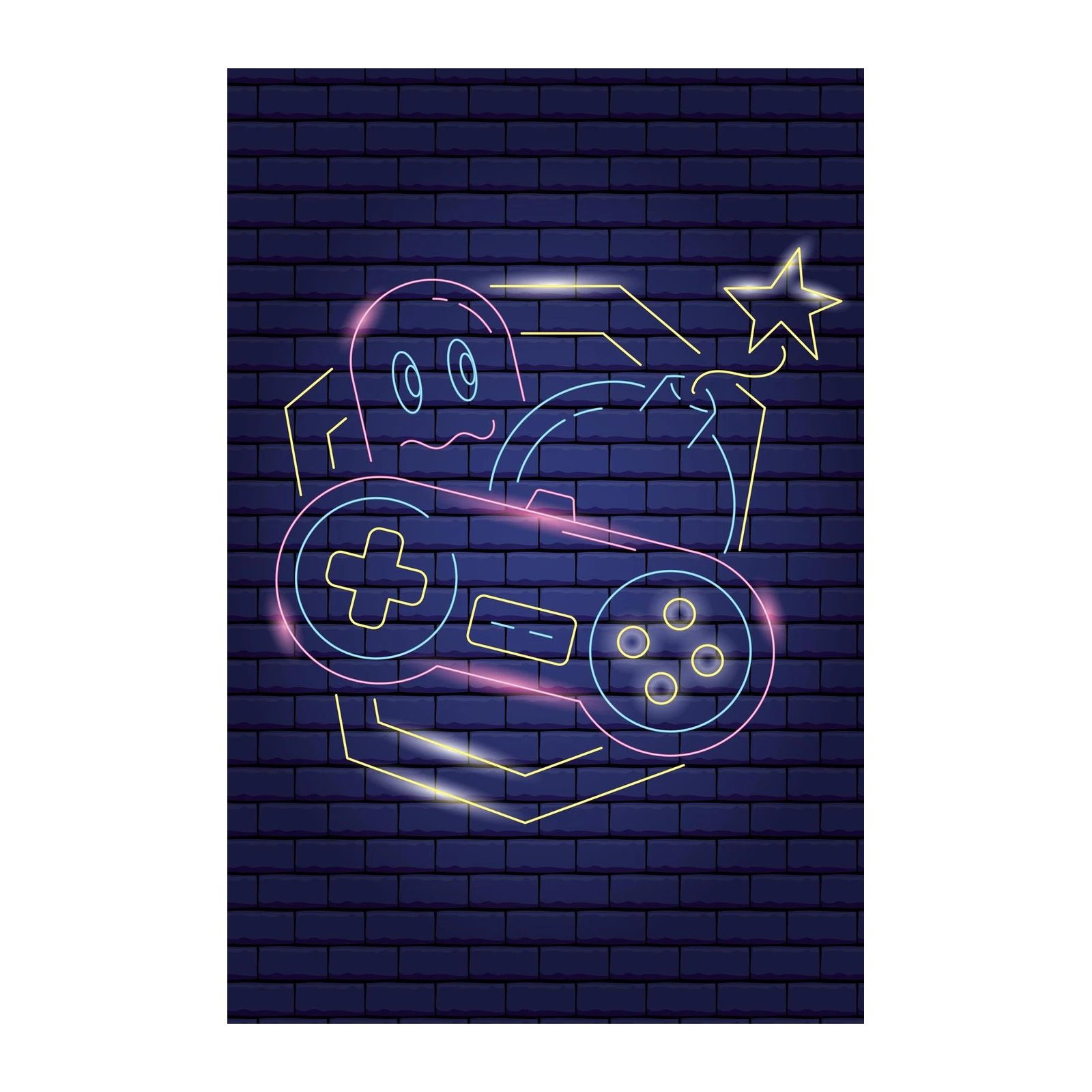 Retro Gaming Neon Ghost Wall Art
