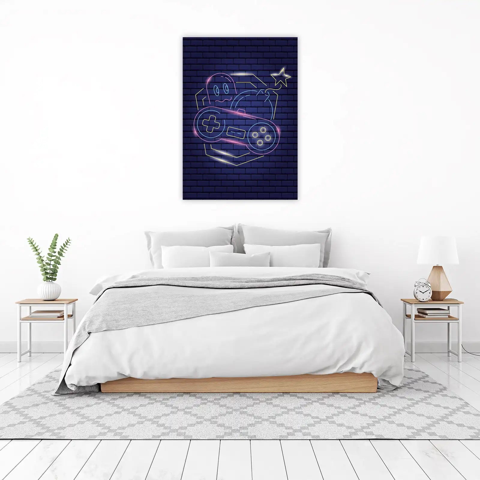 Retro Gaming Neon Ghost Wall Art