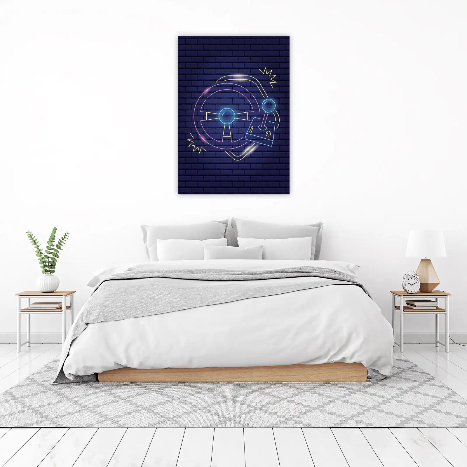 Neon Gaming Art Steering Wheel & Joystick Wall Art