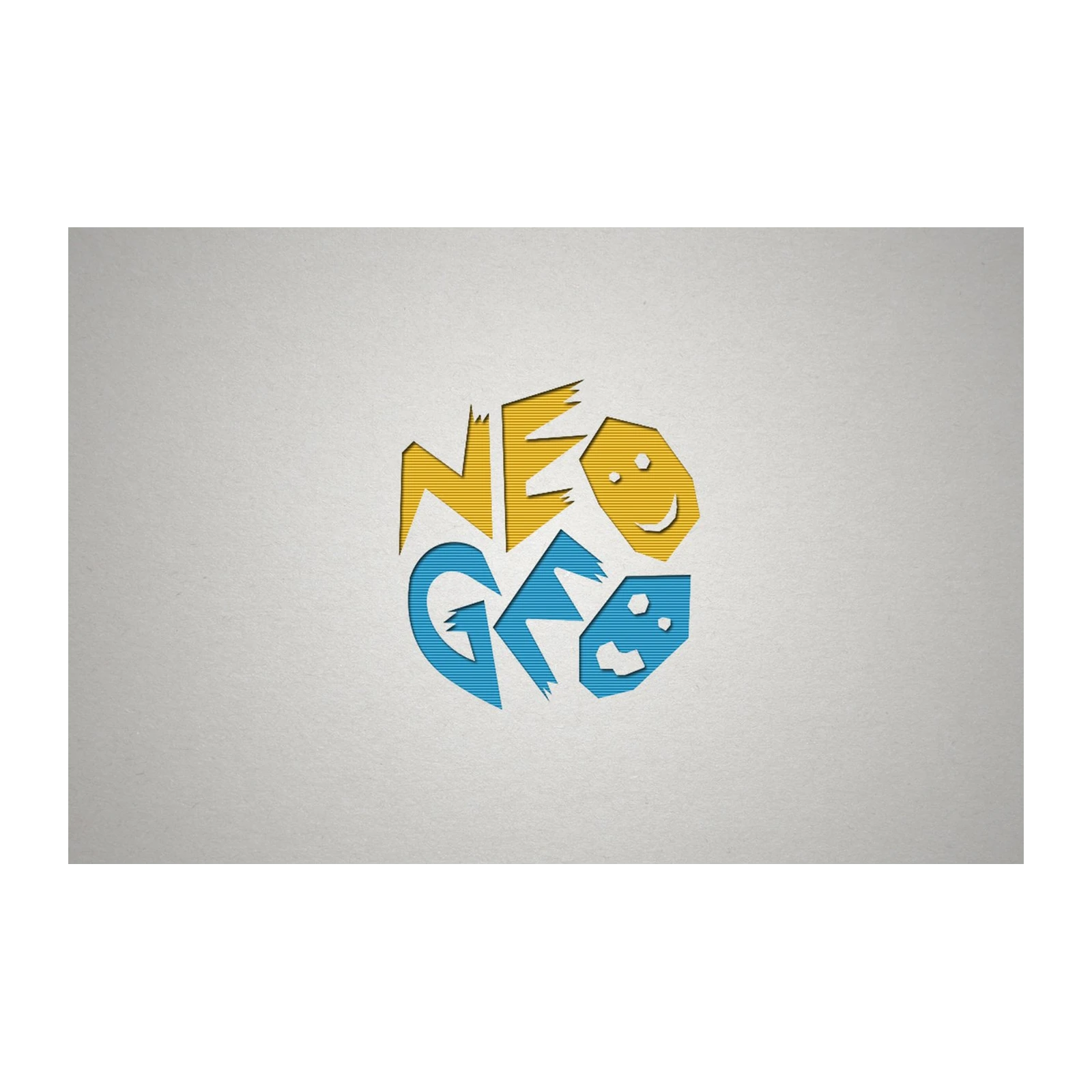 Retro NEO GEO Logo Yellow Blue Wall Art