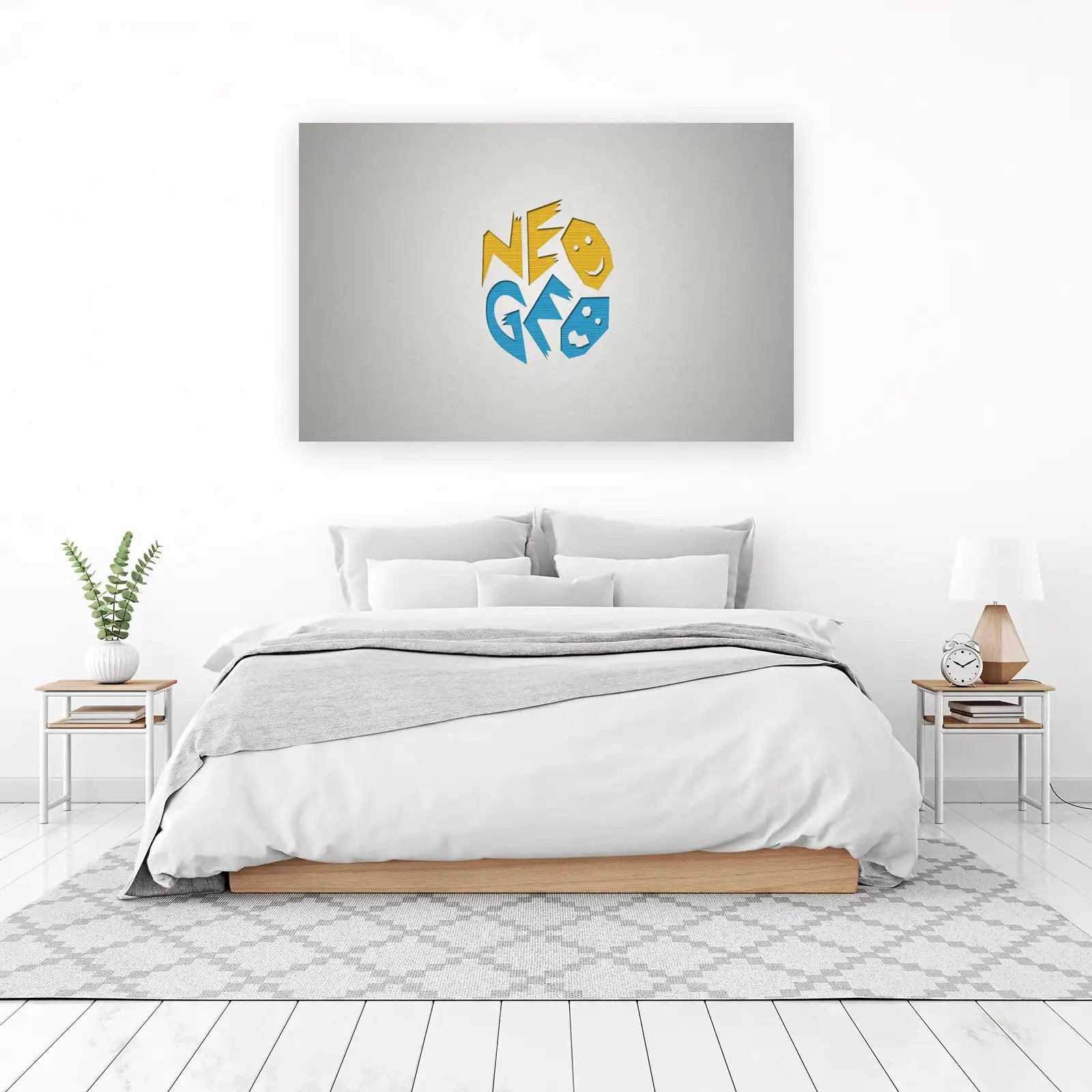 Retro NEO GEO Logo Yellow Blue Wall Art