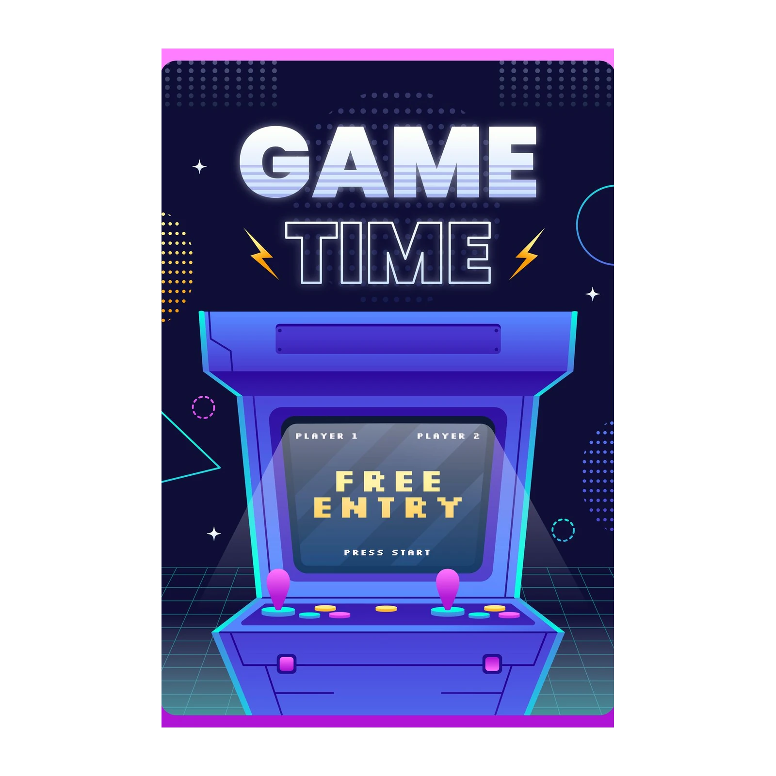Retro Arcade Game Time Wall Art