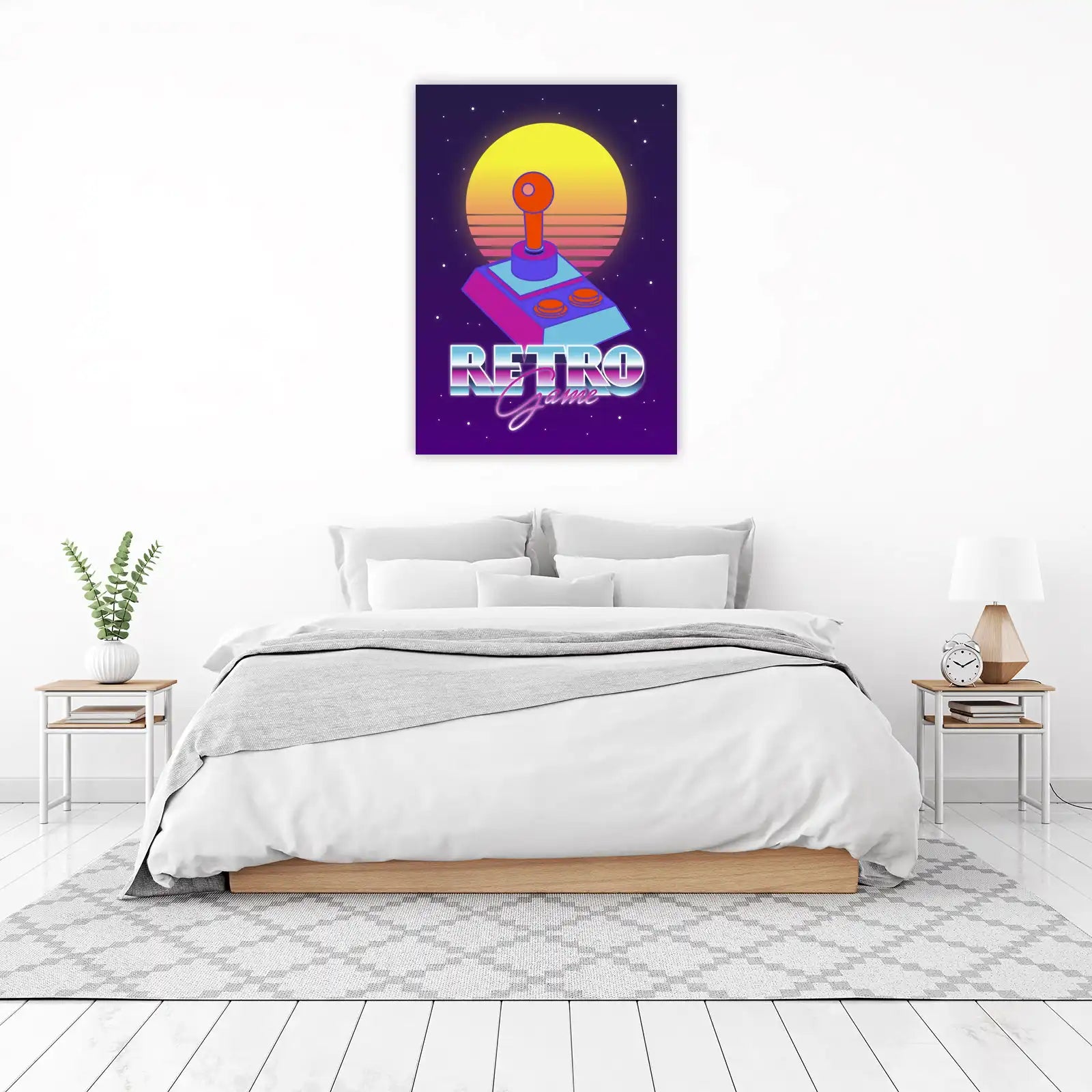 Retro Arcade Joystick Sunset Wall Art