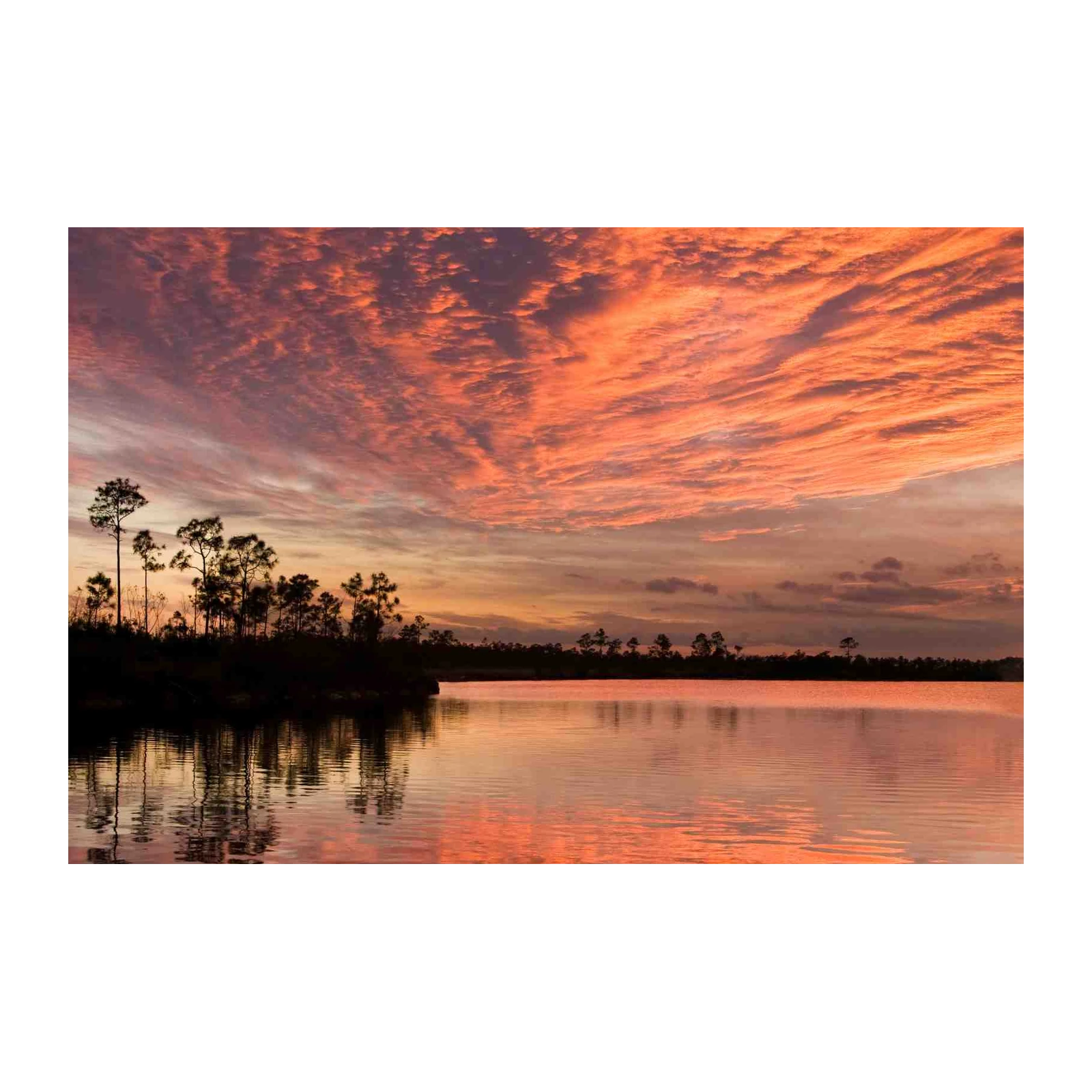 Fiery Sunset Lake Wall Art