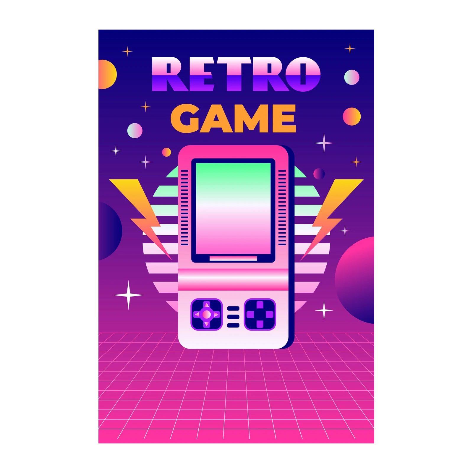 Retro Game Neon 80s Vibes Wall Art