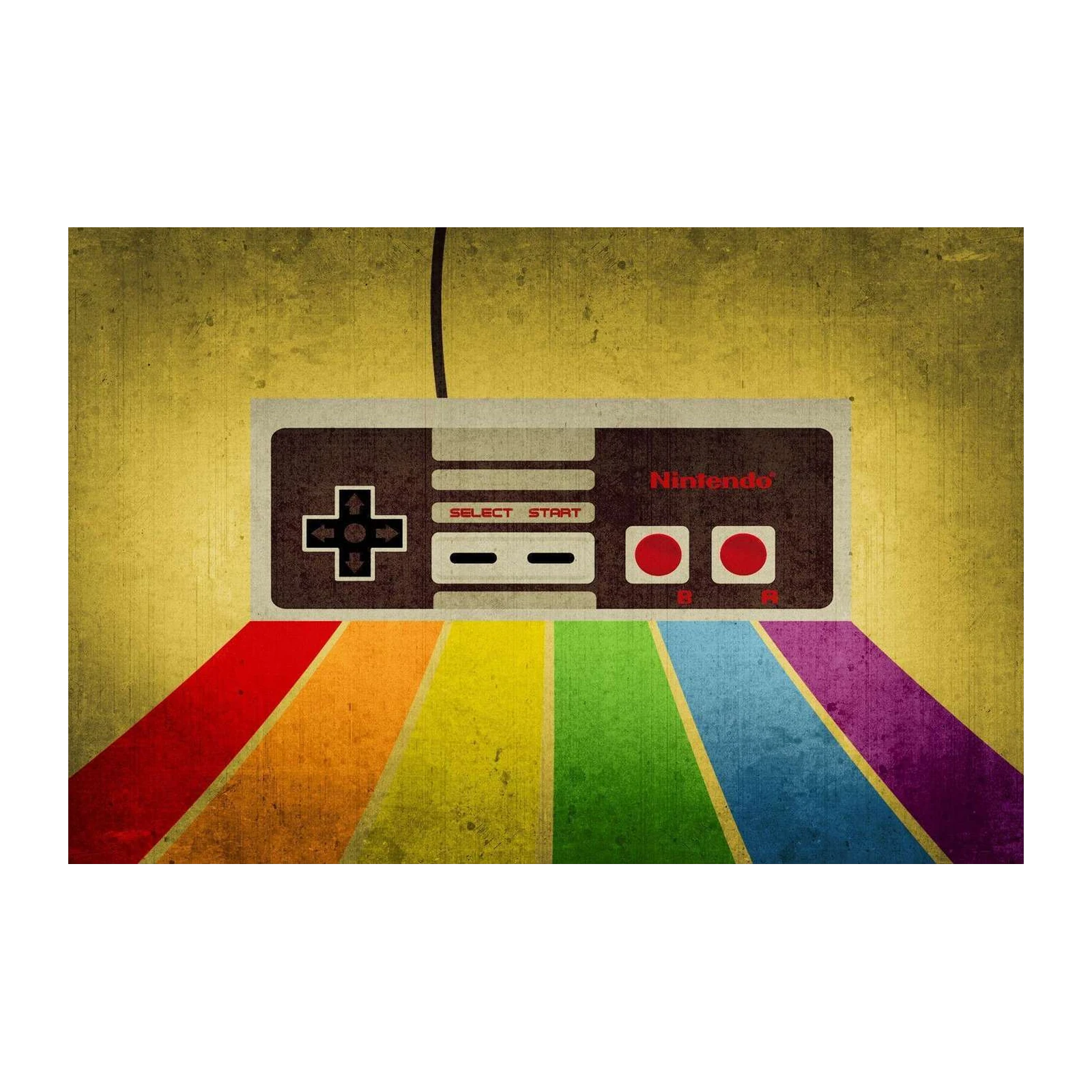 Retro NES Controller Rainbow Wall Art