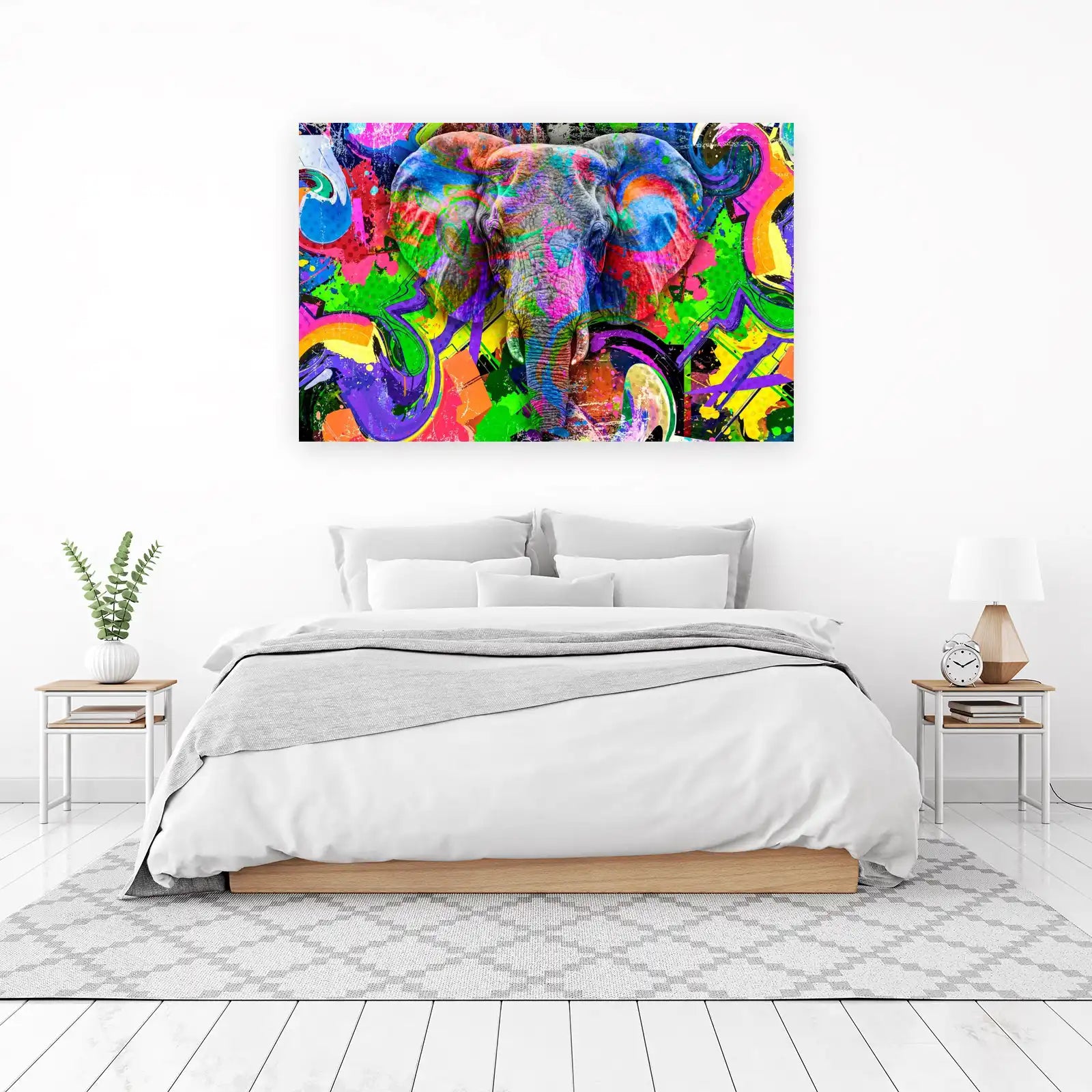 Vibrant Graffiti Elephant Wall Art