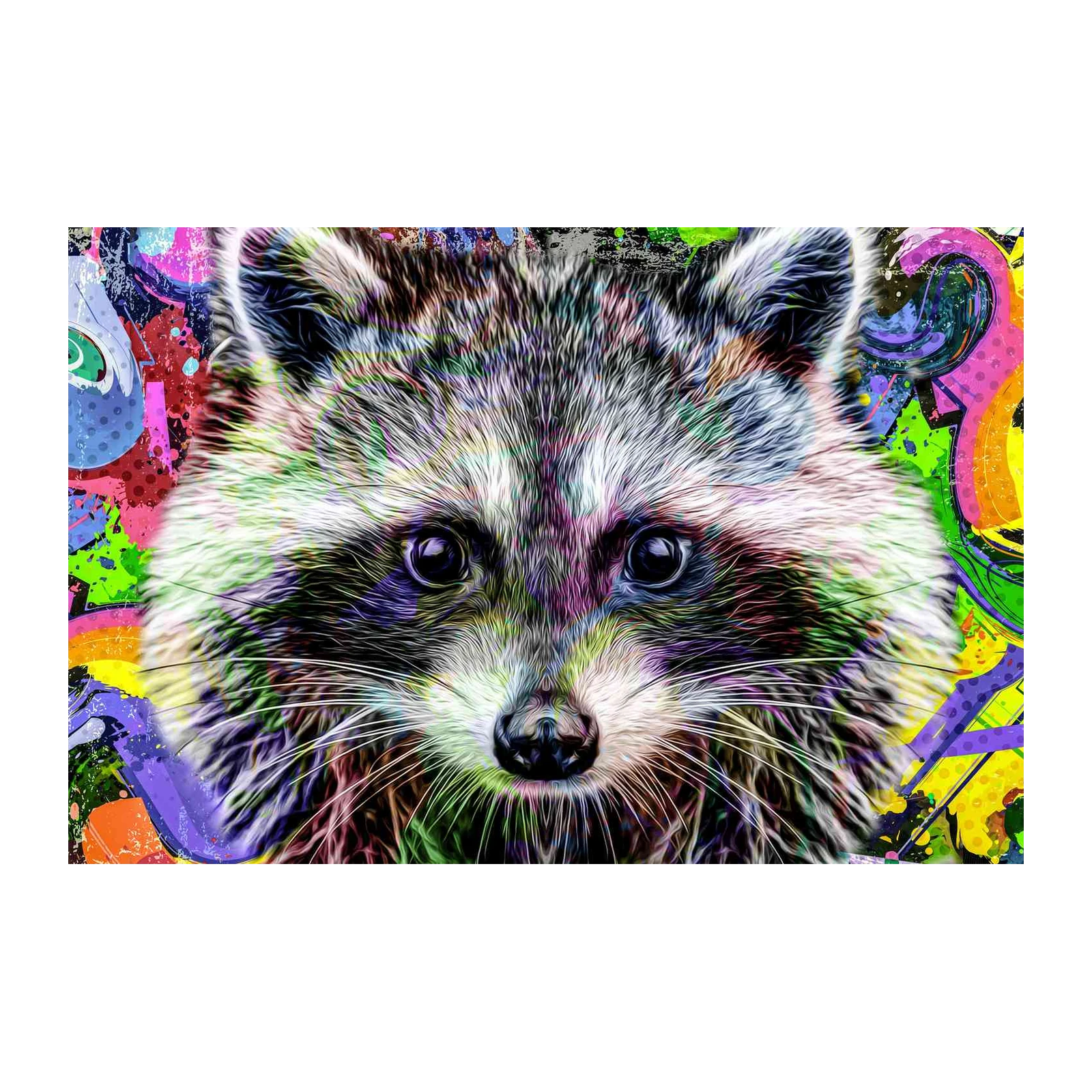 Vibrant Graffiti Raccoon Wall Art