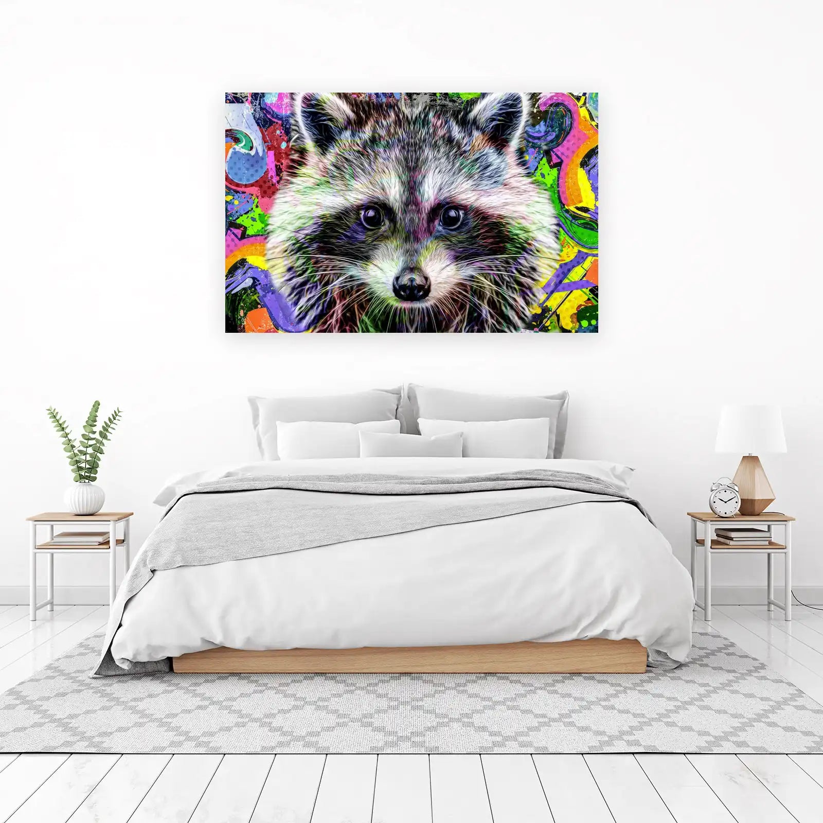 Vibrant Graffiti Raccoon Wall Art