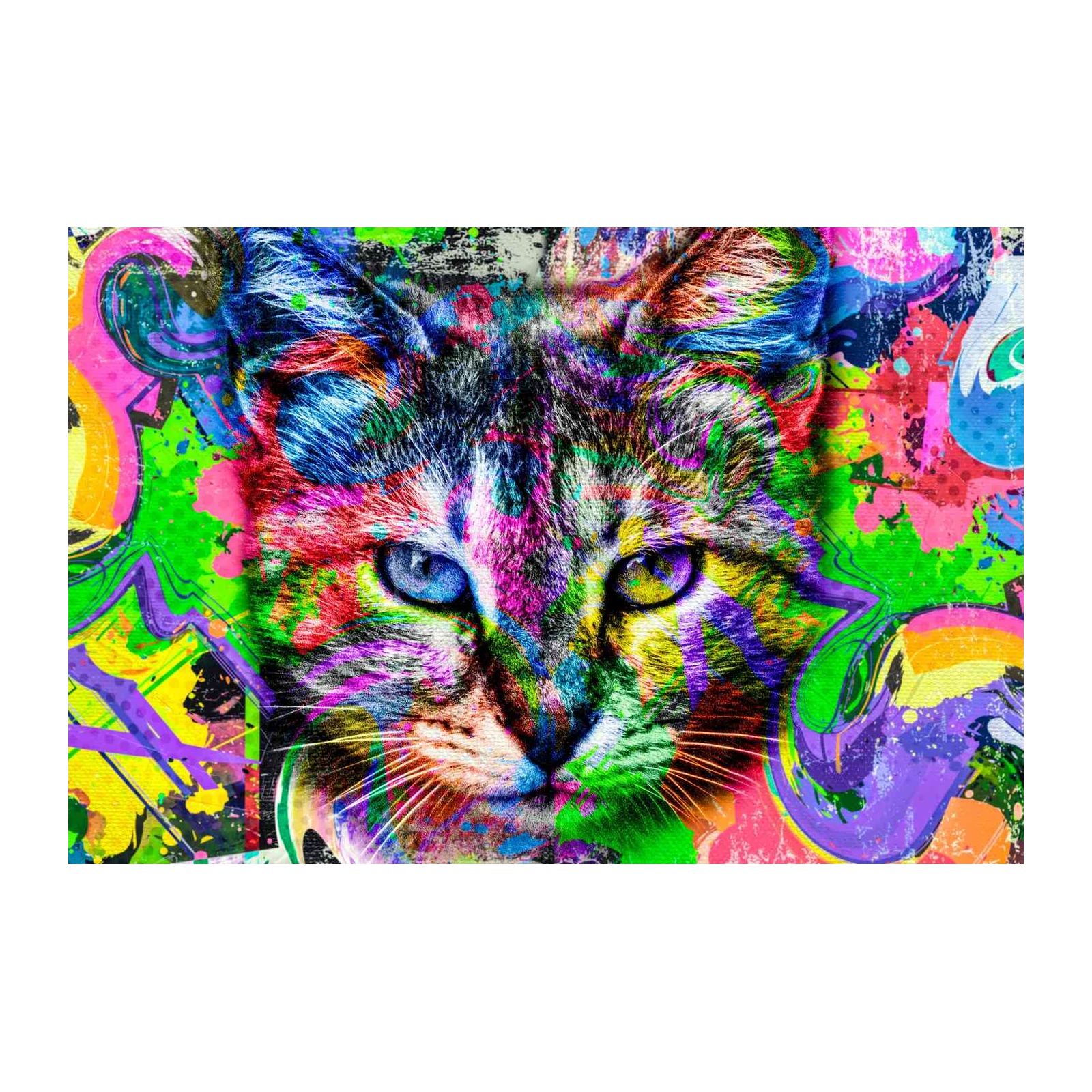 Vibrant Graffiti Cat Wall Art