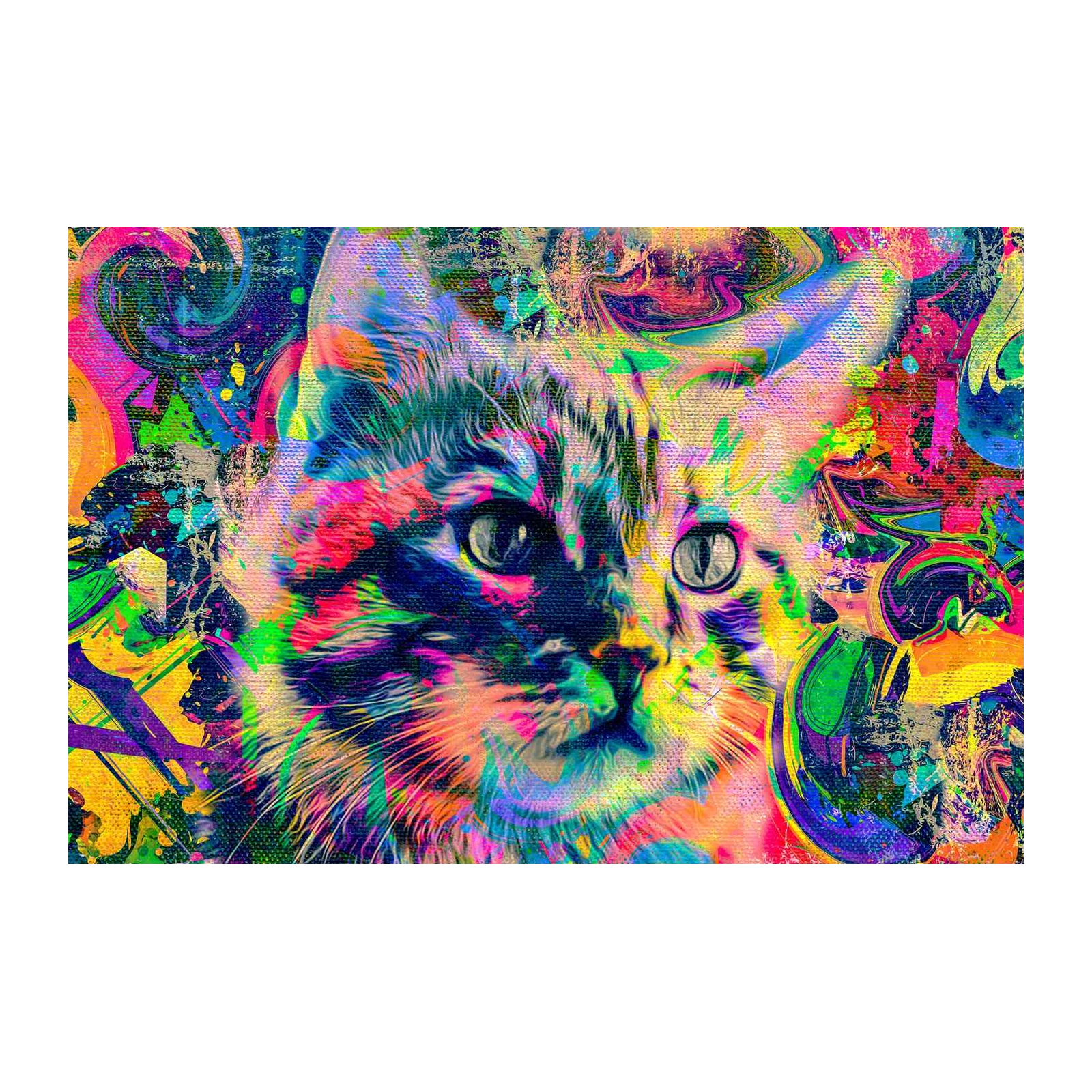 Vibrant Cat Psychedelic Art Wall Art