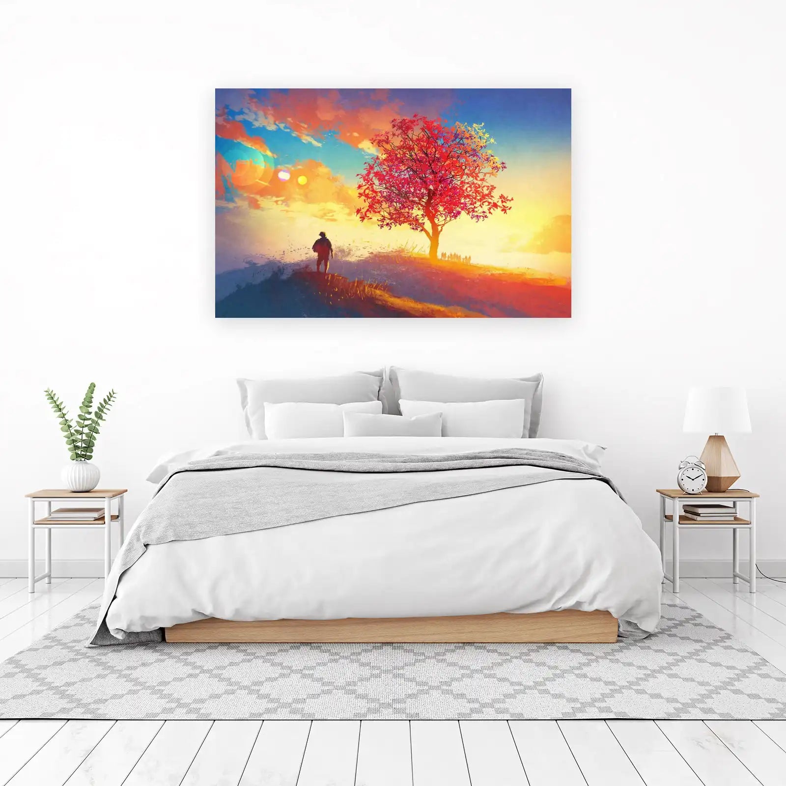 Vibrant Sunset Fantasy Tree Wall Art