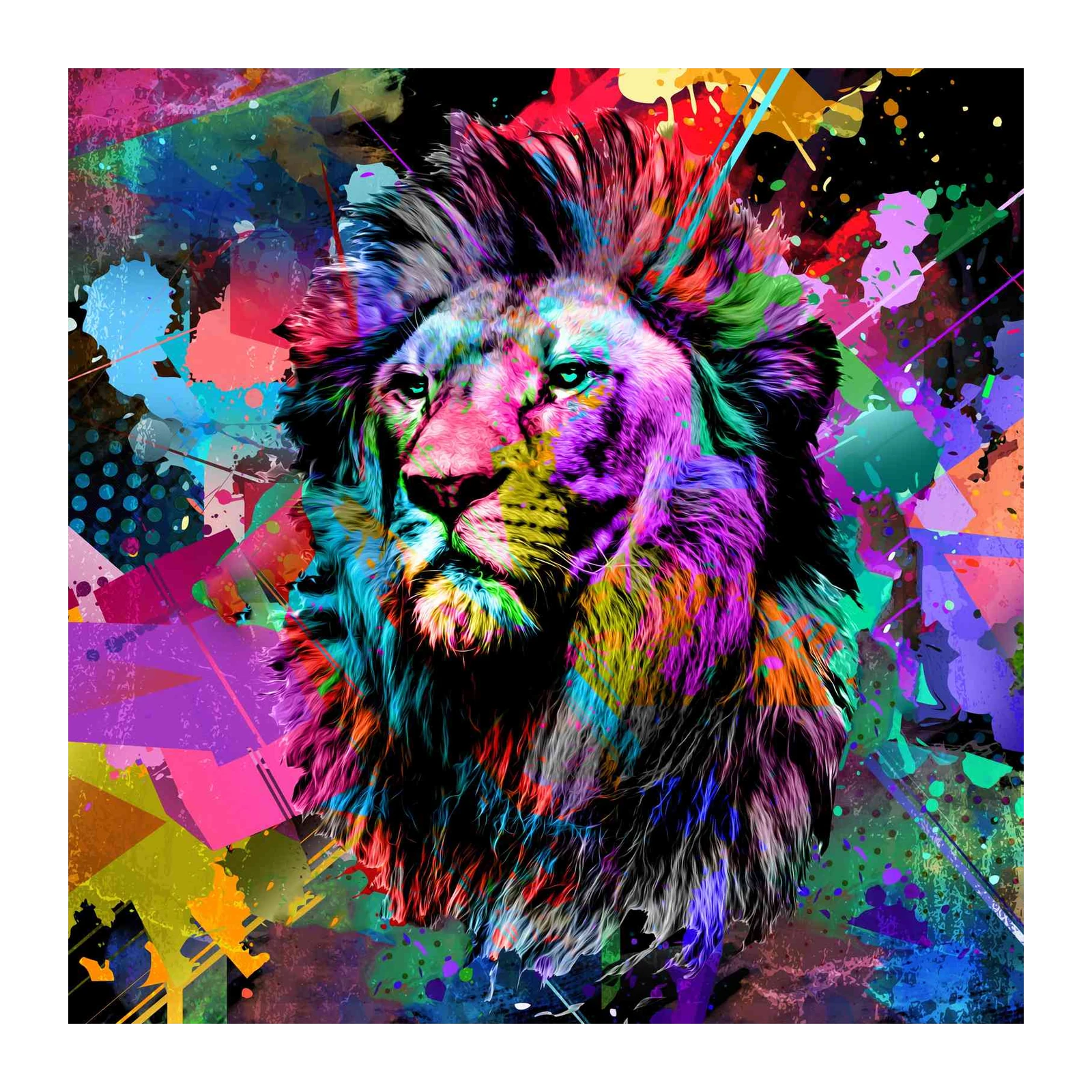 Vibrant Lion Abstract Pop Art Wall Art