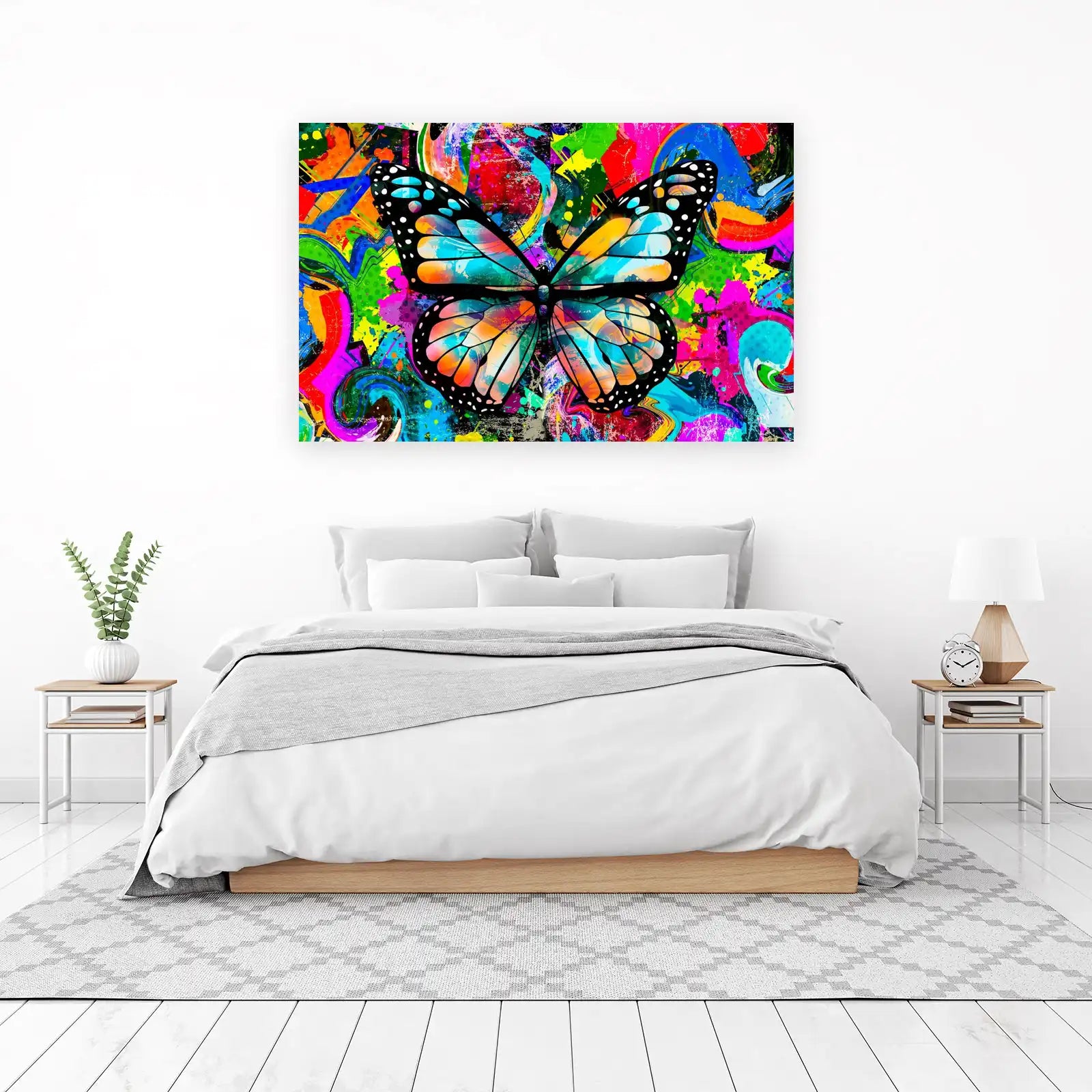 Vibrant Butterfly Graffiti Art Wall Art
