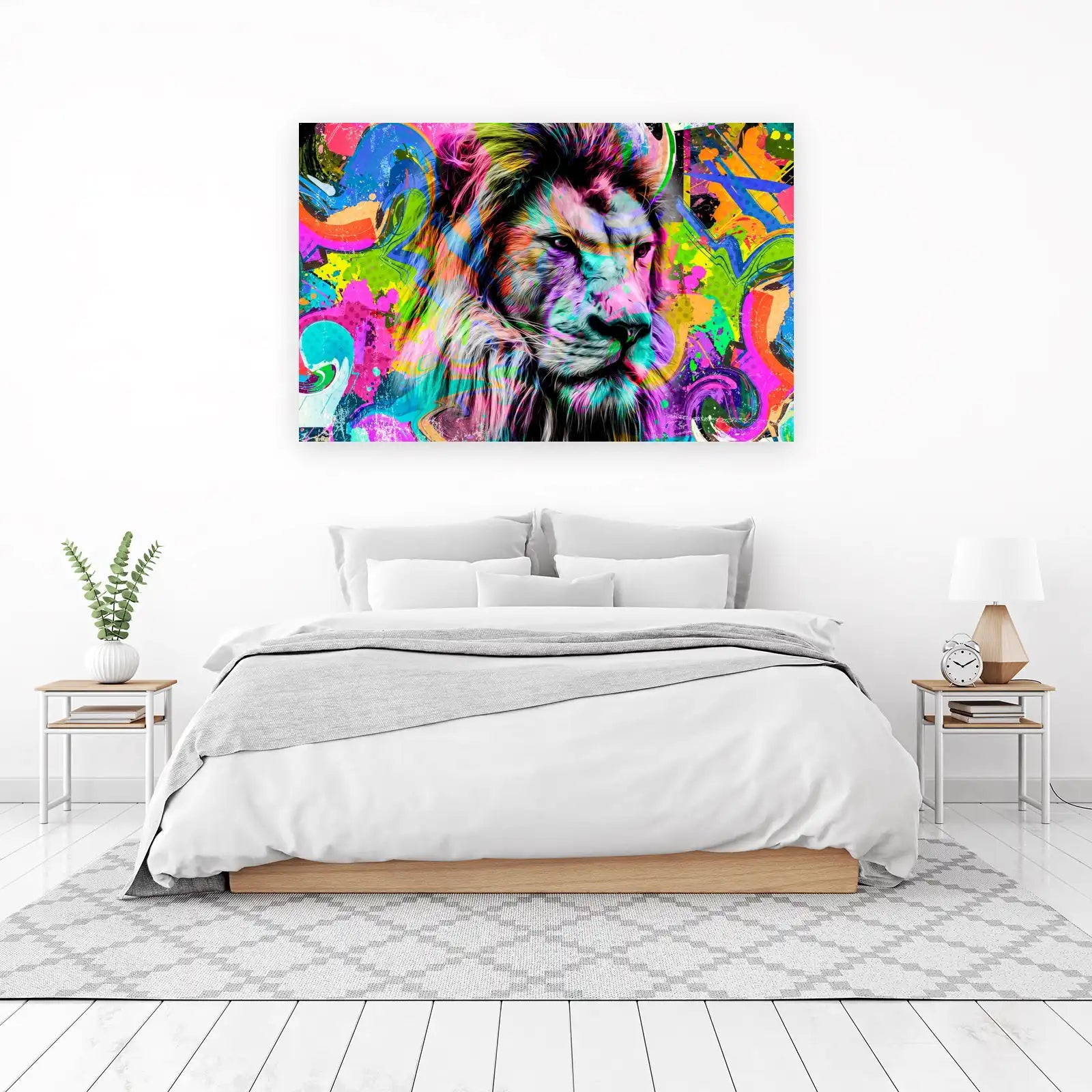 Vibrant Lion Graffiti Pop Art Wall Art