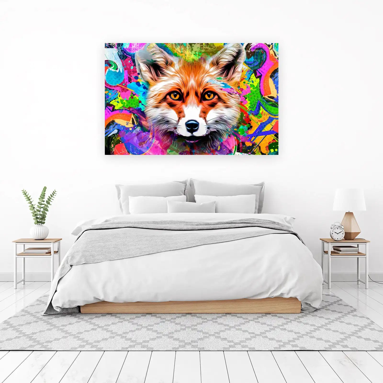 Vibrant Fox Graffiti Art Wall Art