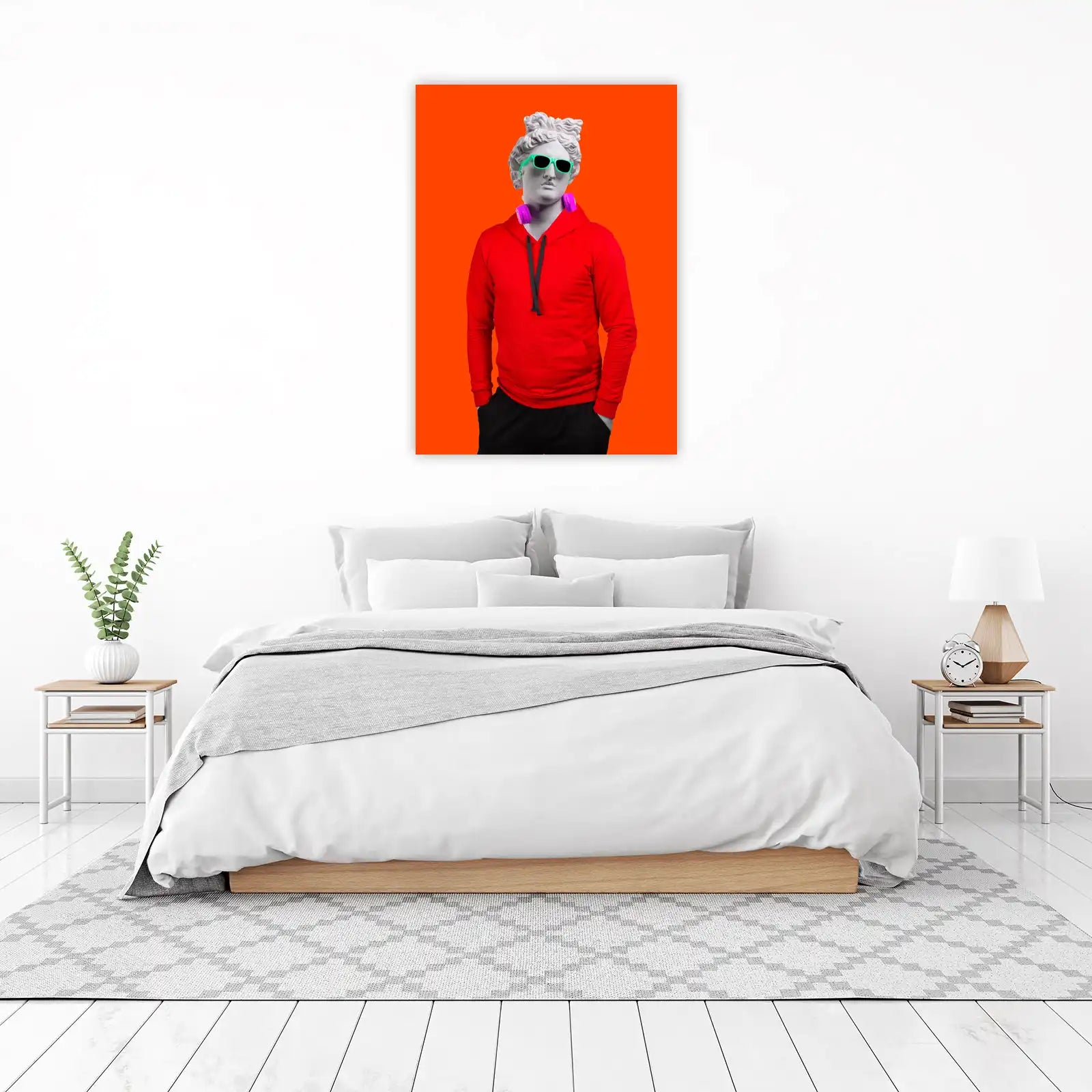 Retro Cool Statue Hoodie Sunglasses Headphones Wall Art