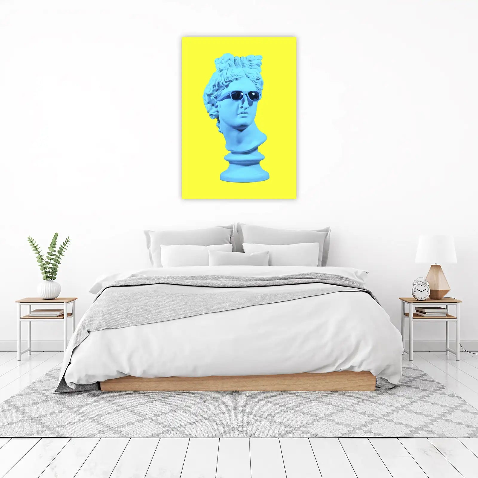 Cool Blue Roman Bust with Sunglasses Wall Art
