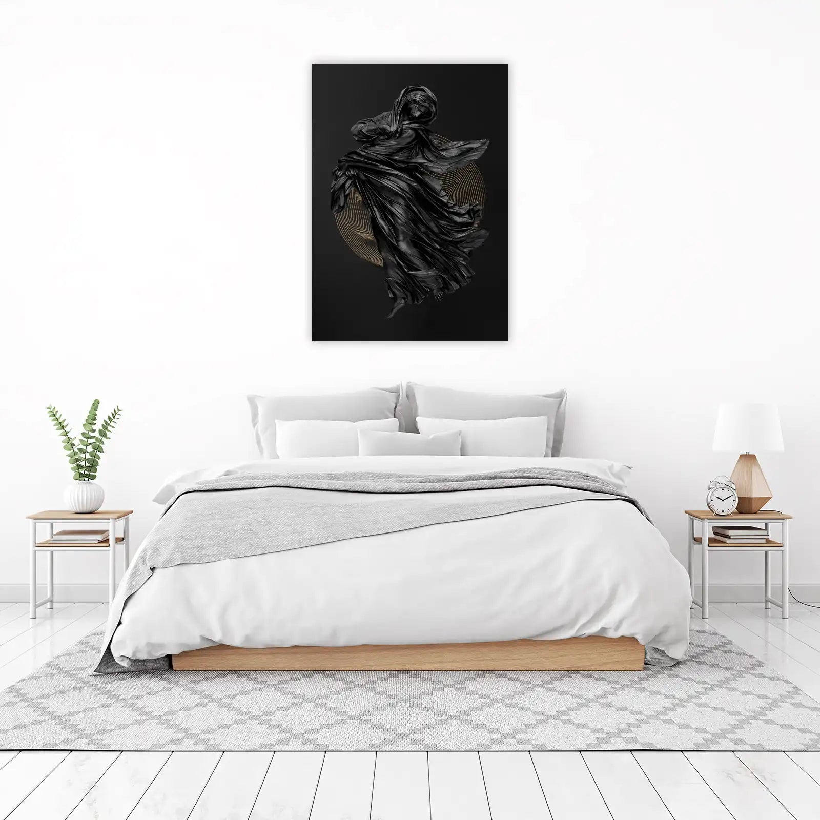 Elegant Black Angel Sculpture Wall Art
