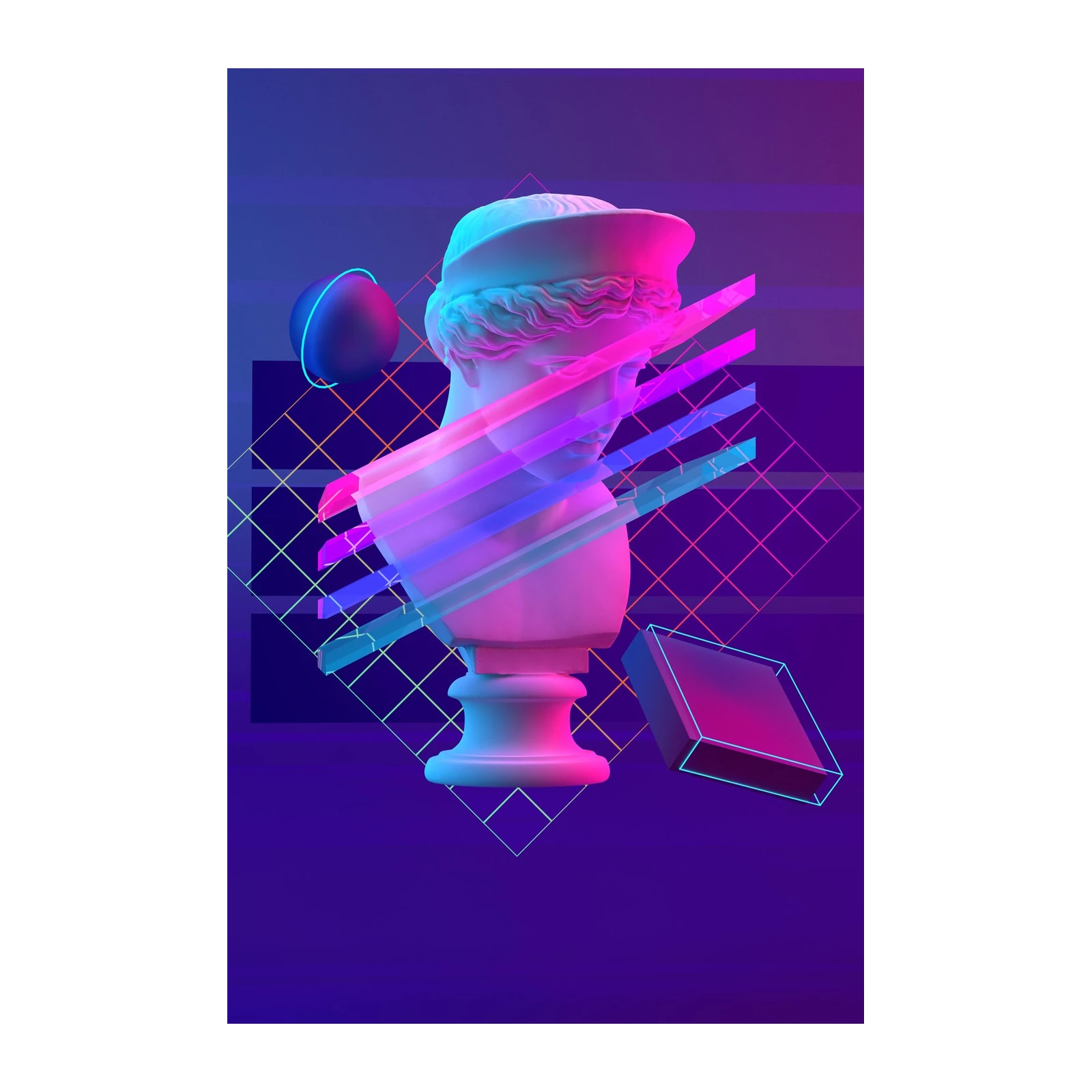 Retro Vaporwave Bust Wall Art