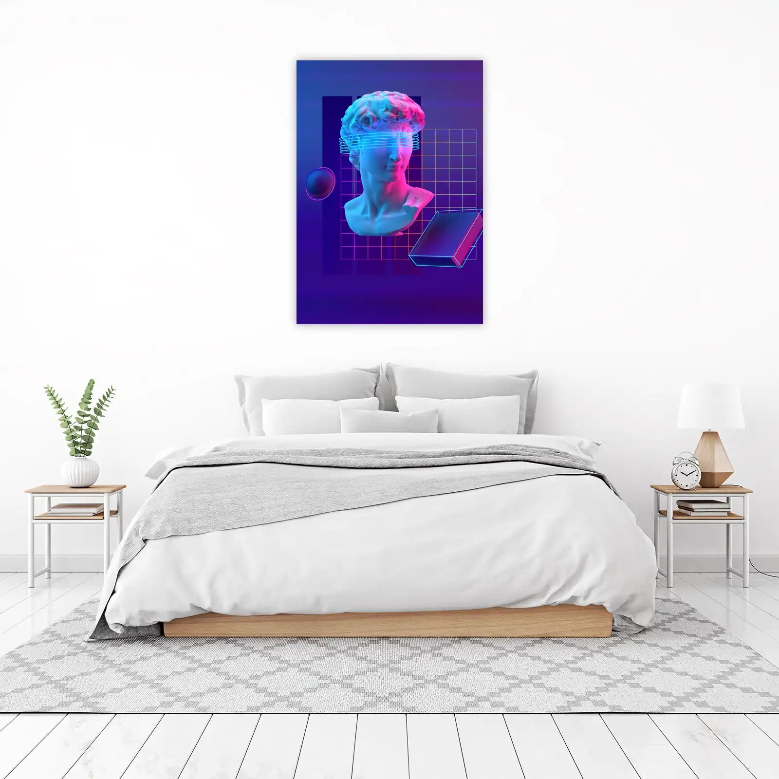 Retro Neon David Bust Wall Art