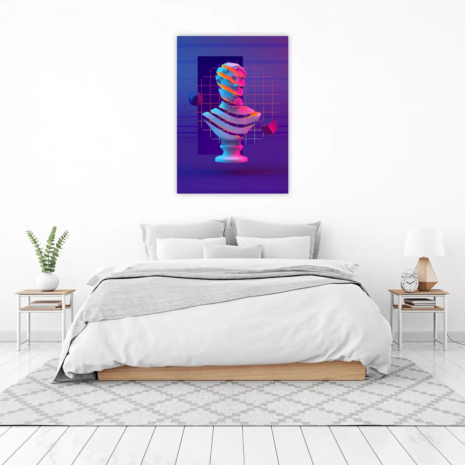Synthwave David Bust Glitch Art Wall Art