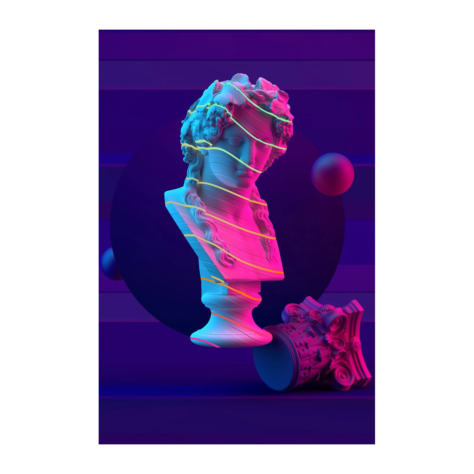 Retro Synthwave Bust Wall Art