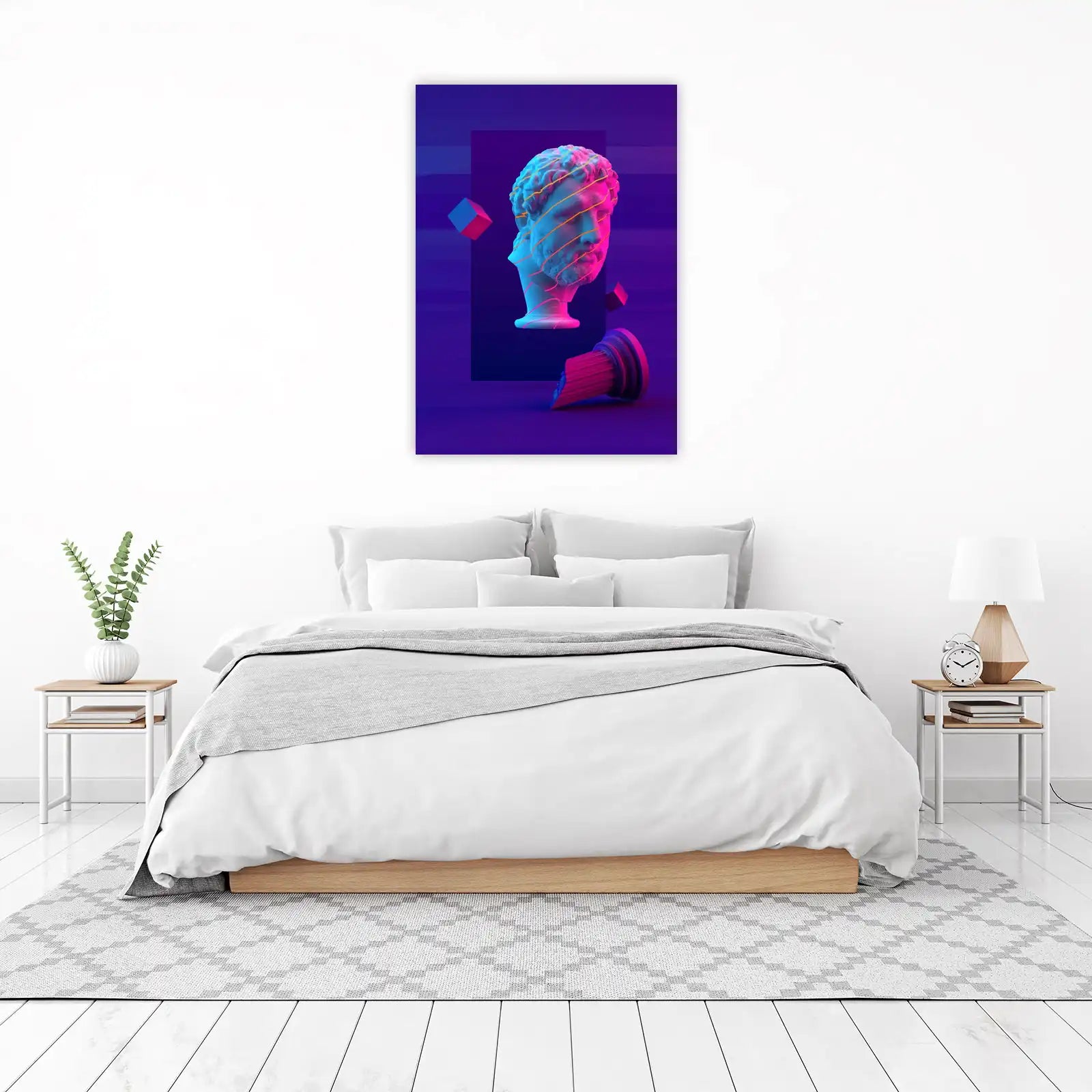 Neon Glitch Ancient Bust Wall Art
