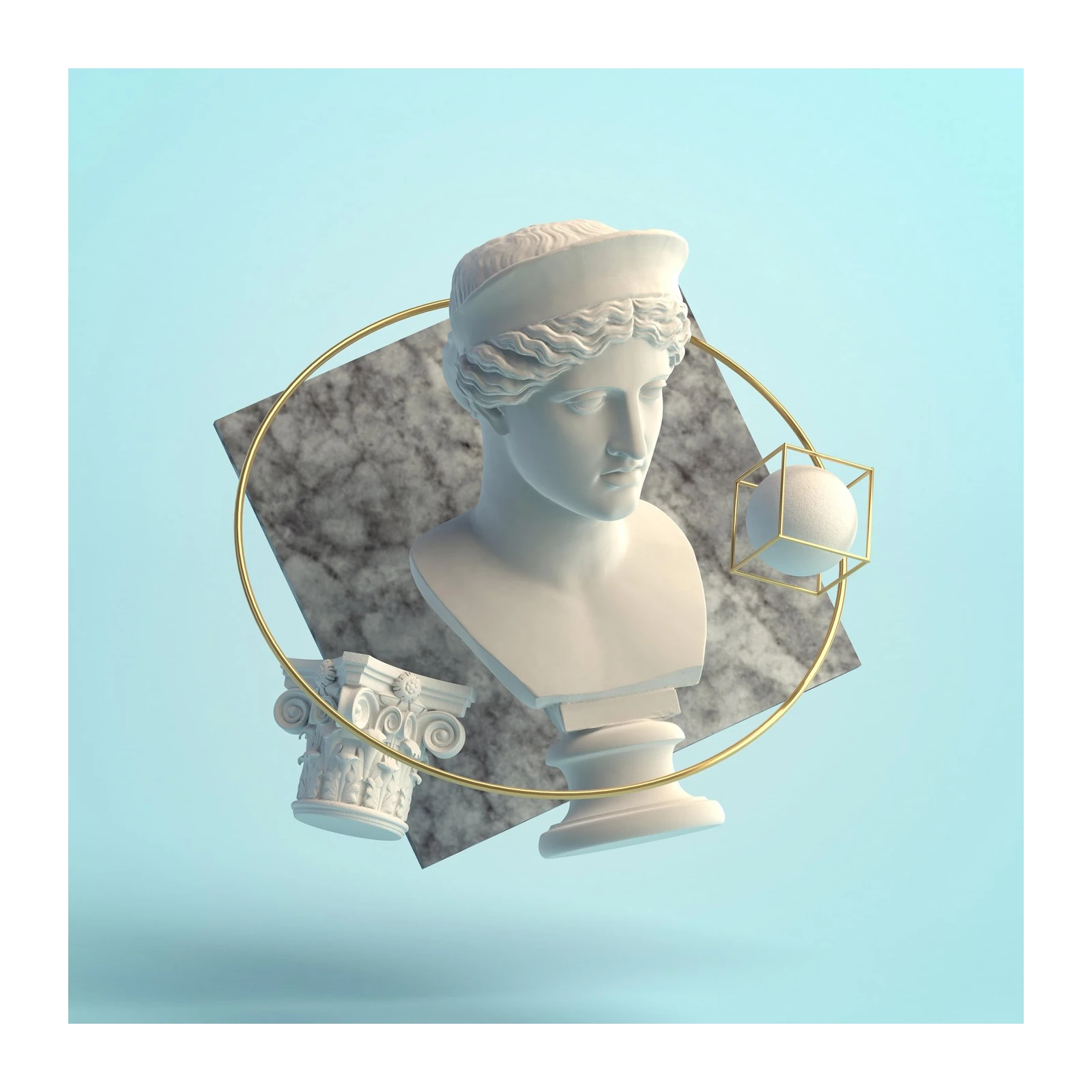 Classical Sculpture & Gold Accent Wall Art