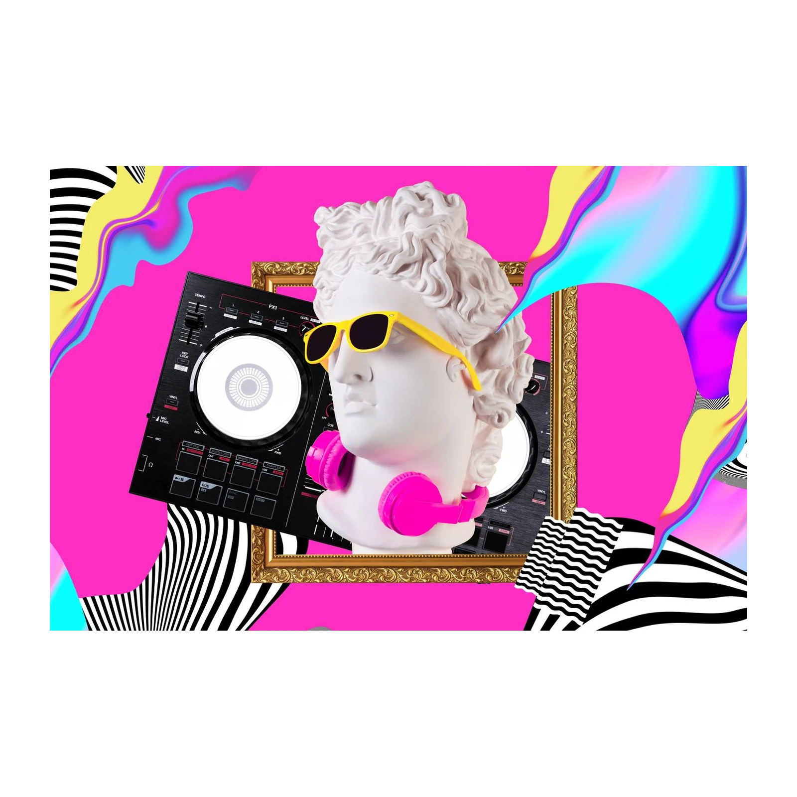 Retro DJ Statue Rave Wall Art