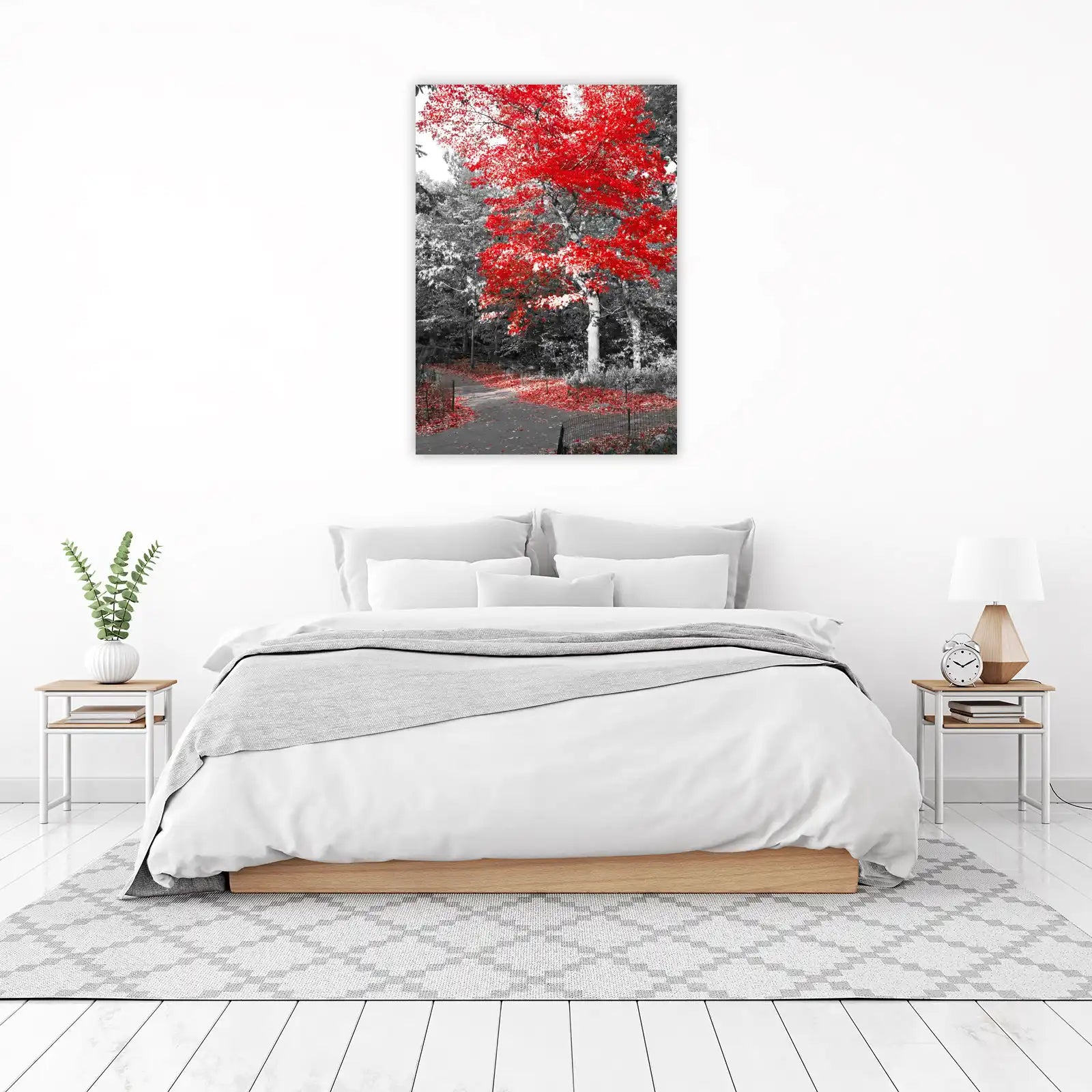 Vibrant Red Autumn Tree Wall Art