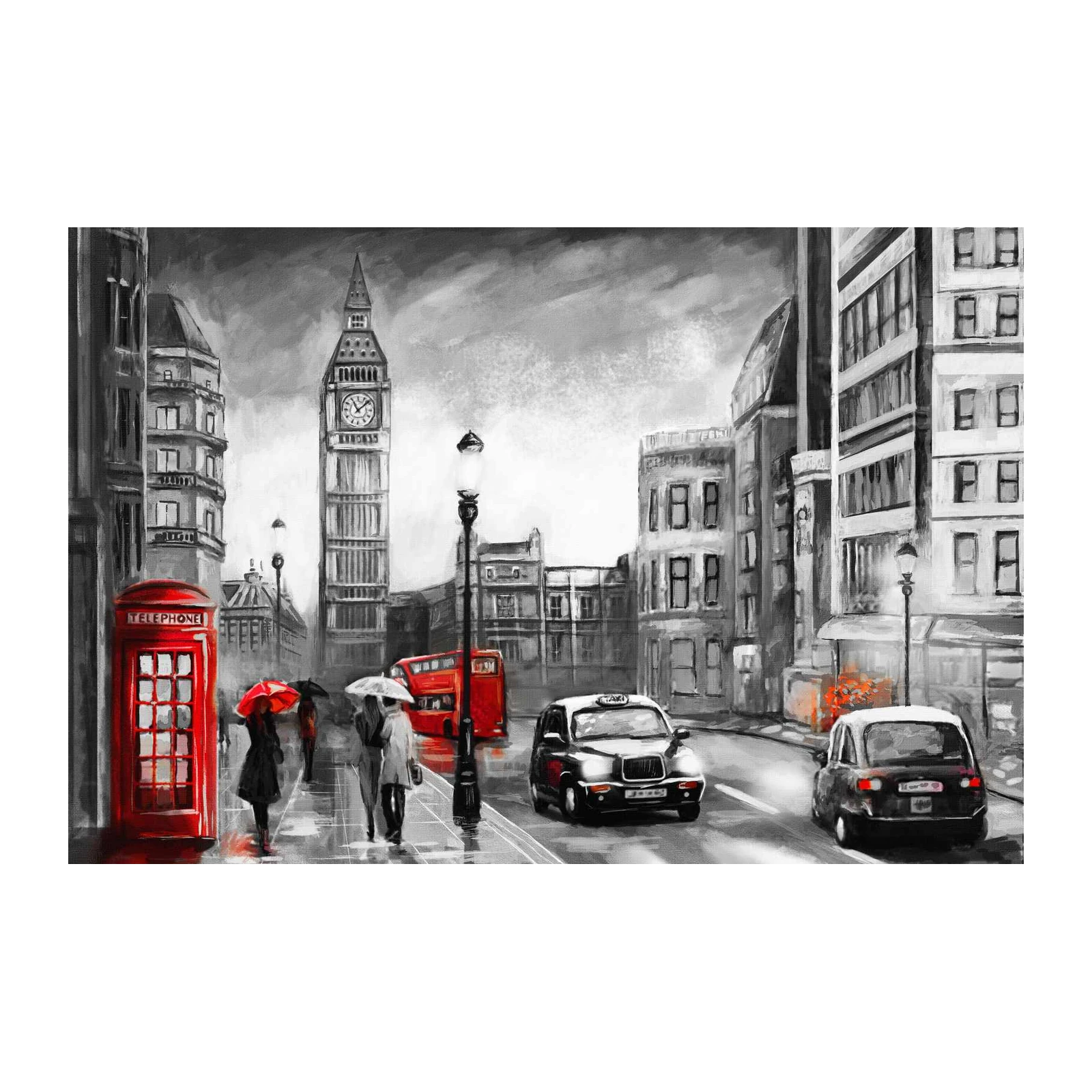 London Rainy Day Big Ben Wall Art