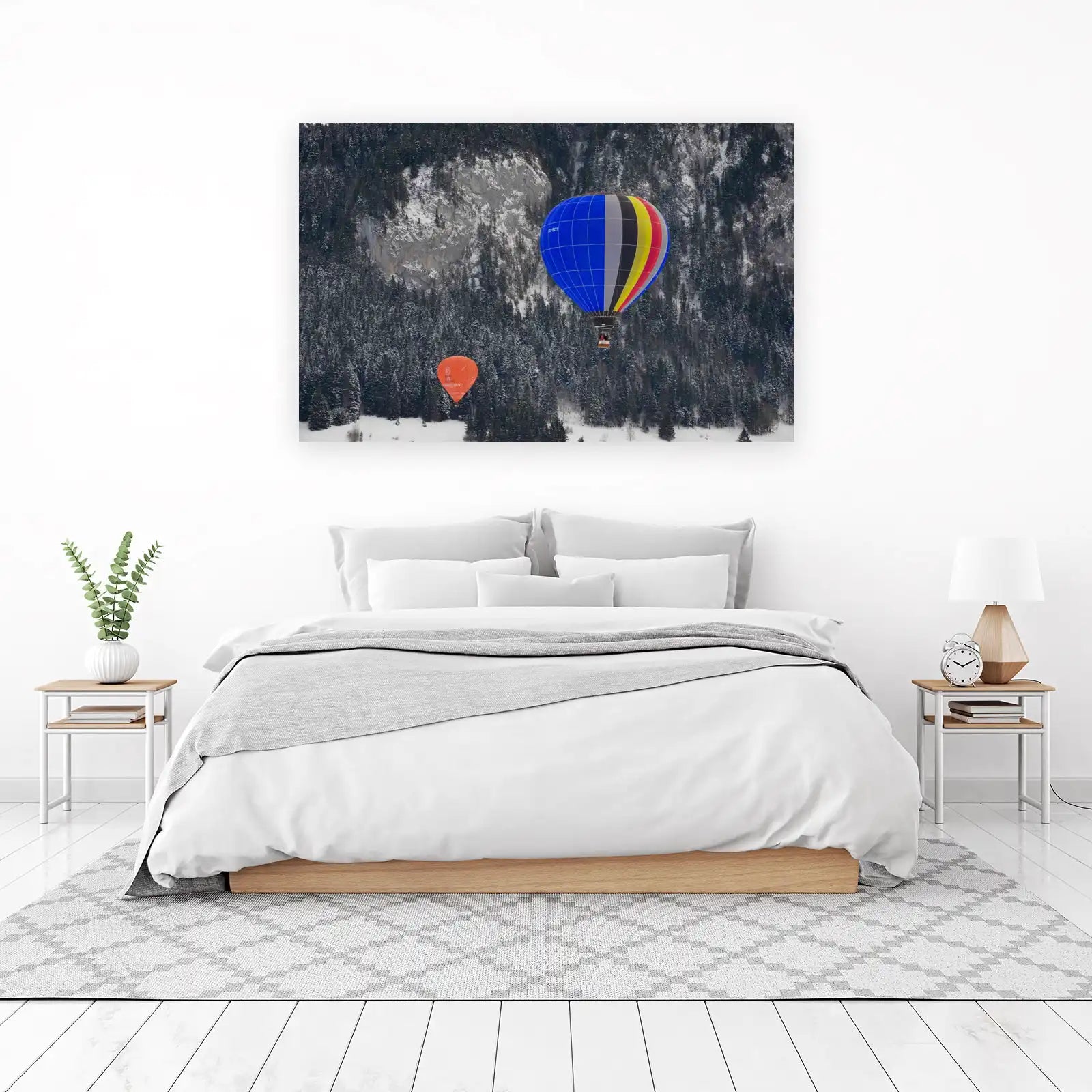 Adventure Awaits: Hot Air Balloons Over Snowy Mountains Wall Art
