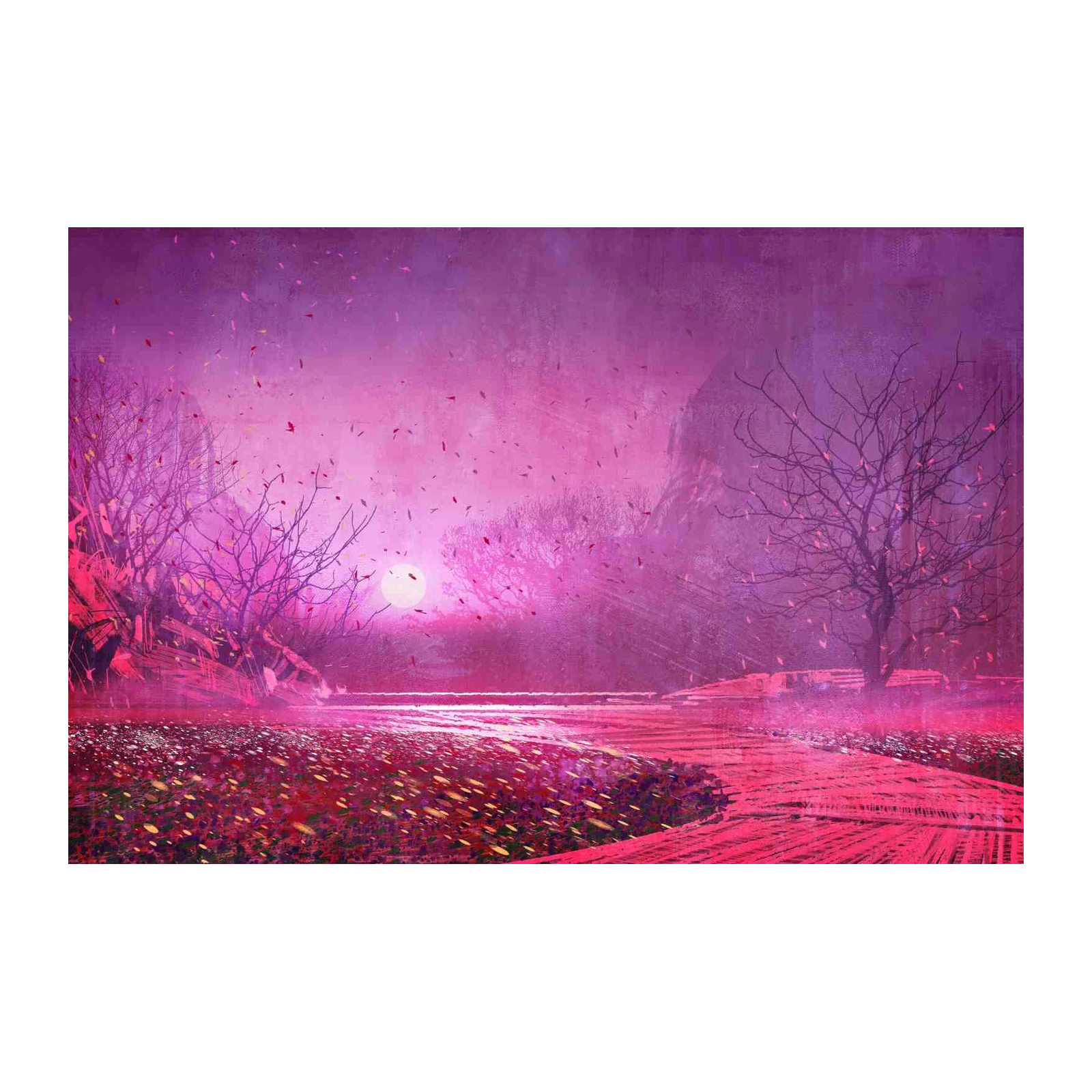 Enchanting Pink Fantasy Landscape Wall Art