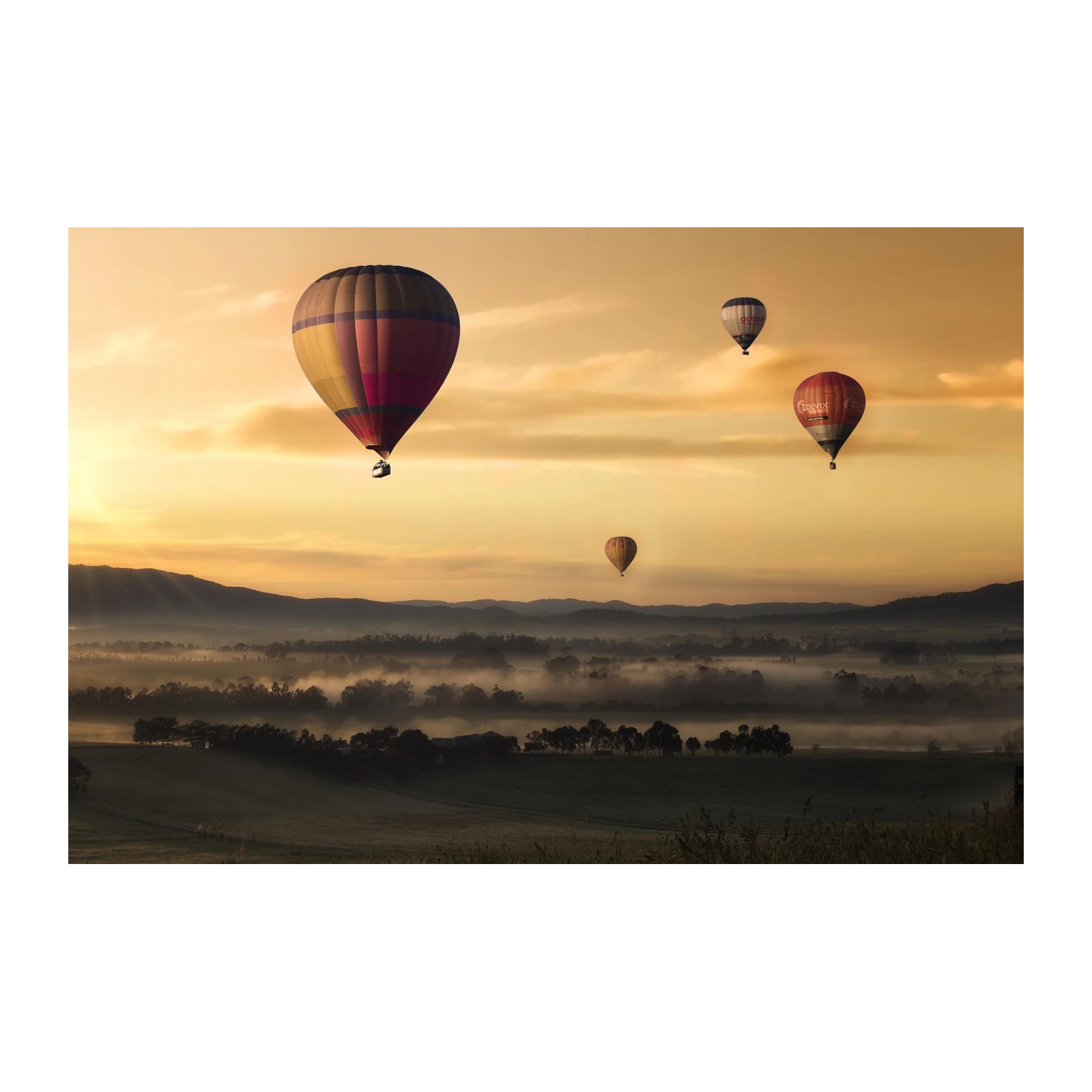 Hot Air Balloons Sunrise Landscape Wall Art