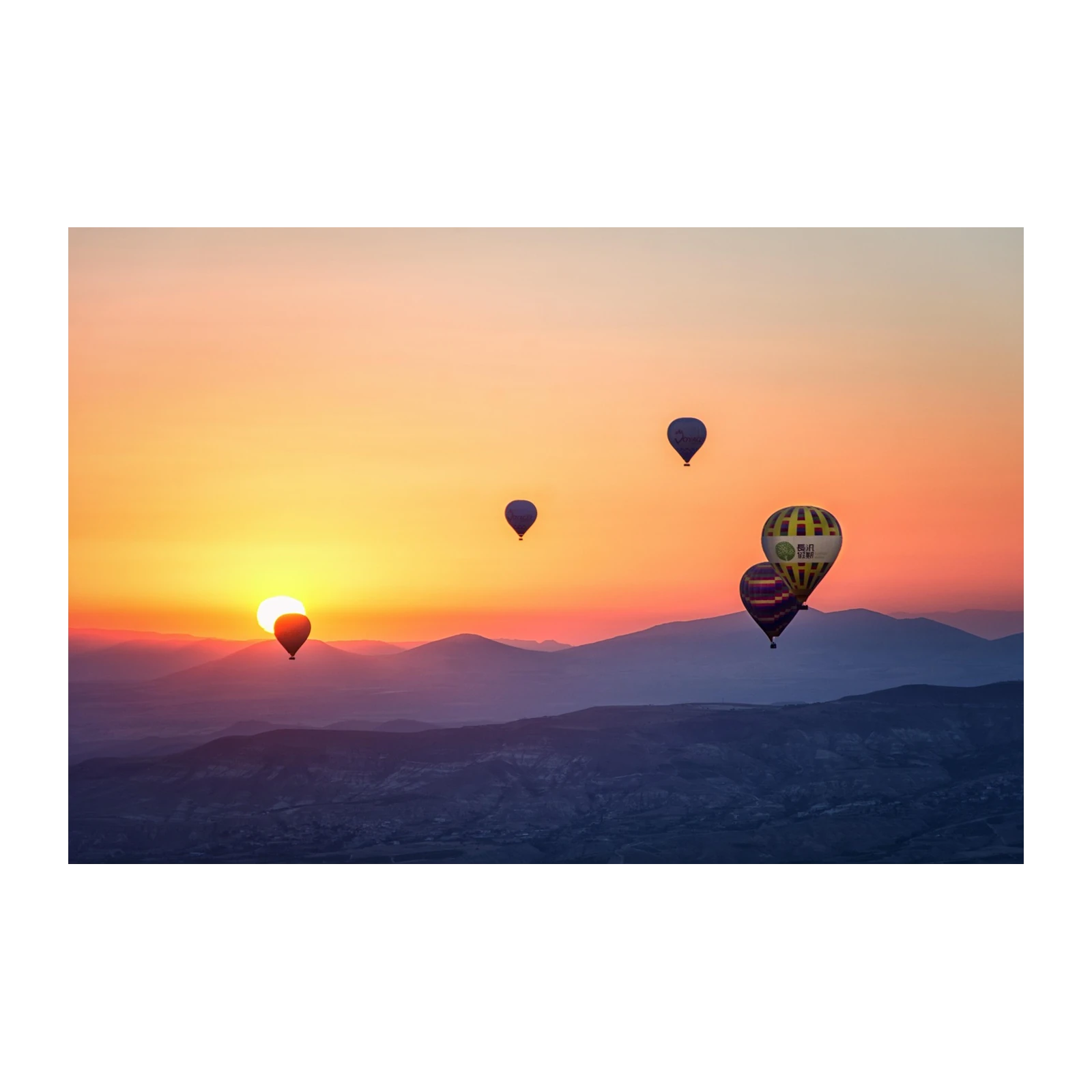 Hot Air Balloons Over Mountains Wall Art