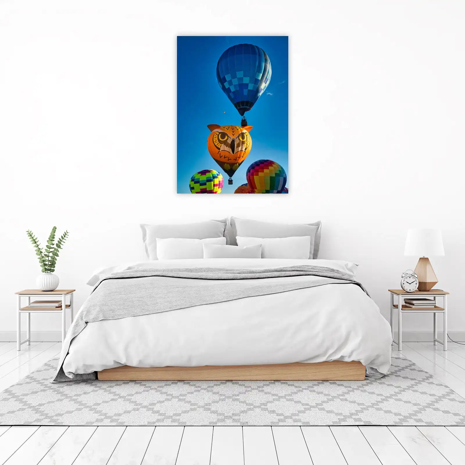 Whimsical Owl & Sky Balloons Wall Art